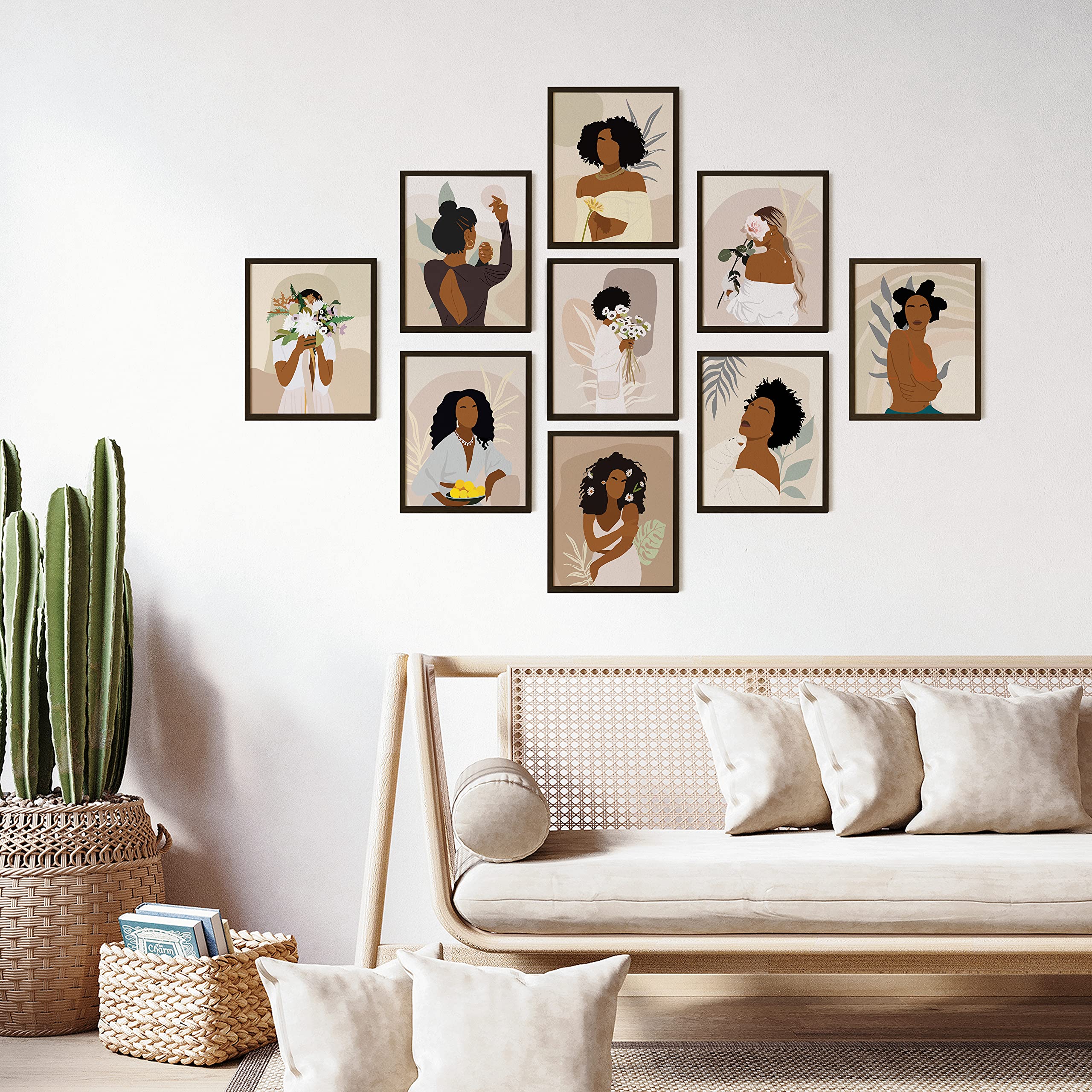 97 Decor Black Woman Wall Art - Black Girl Wall Decor  Black Women Posters  African American Art Paintings  Abstract African Pictures Black Girls Prints for Home Bedroom Decorations (8x10 UNFRAMED)