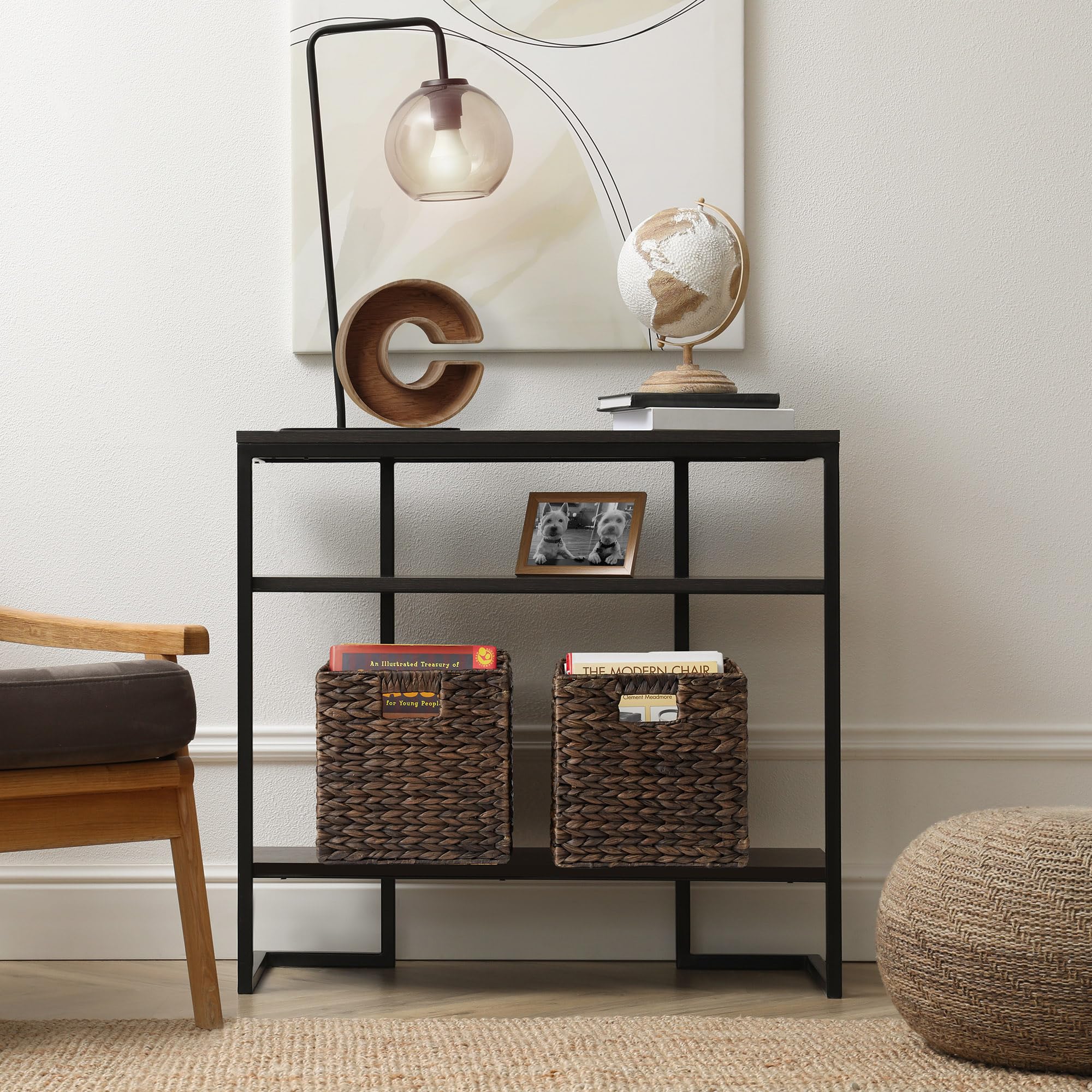 Casafield 10.5'' X 10.5'' Water Hyacinth Storage Baskets, Espresso - Set Of 2 Collapsible Cube Organizers, Woven Bins For Bathro