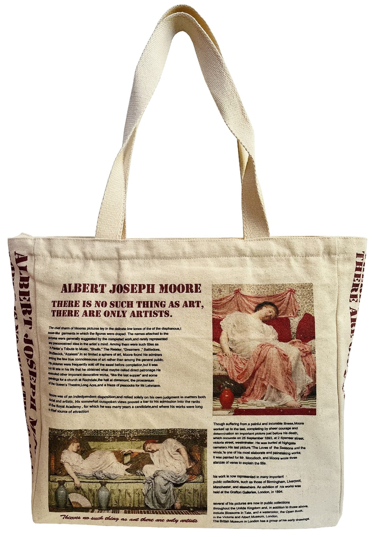 Haohakka Tote Bag Aesthetic, Canvas Graphic Trendy Cute Tote Bags With Zipper Pockets (Albert Joseph Moore)
