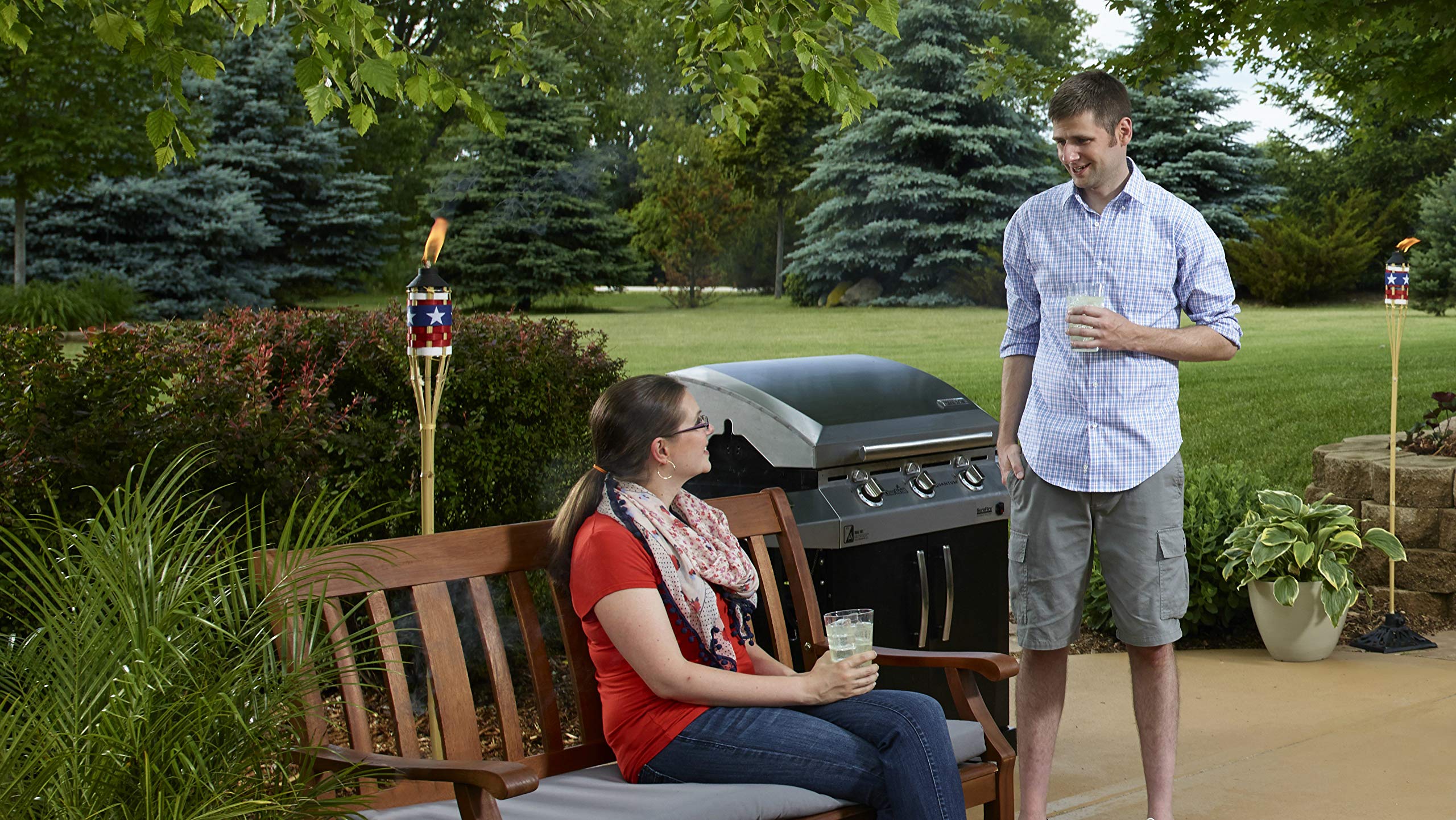 Tiki Brand Cast Iron Torch Stand, Black, 9.1L X 9.1W X 4.8H -Inches, 1312322