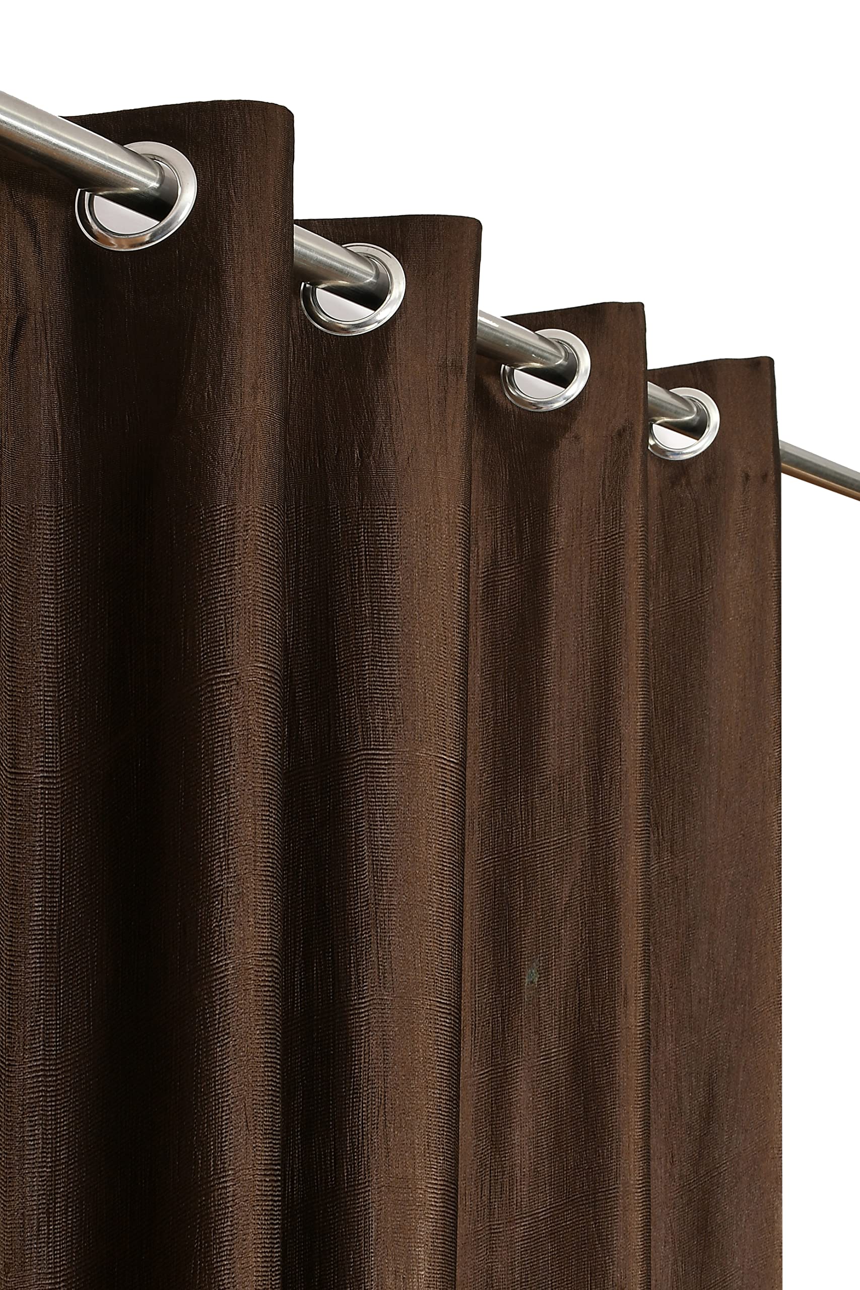 Galaxy Home Decor Solid Plain Curtains for Long Door 10 Feet, Pack of 3, Brown & Cream