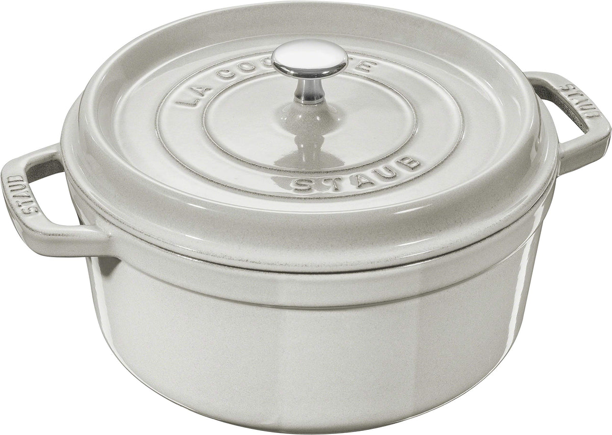 Staub Cast Iron 2.75-Qt Round Cocotte - White Truffle, Made In France