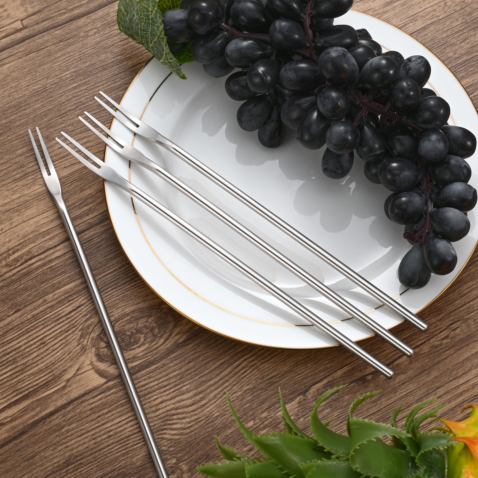 4-Piece 8.7-Inch Stainless Steel Pickle Forks, 22 Cm Dessert Fork, Fruit Fork, Salad Fork, Seafood Fork, Olive Fork, Escargot Fo