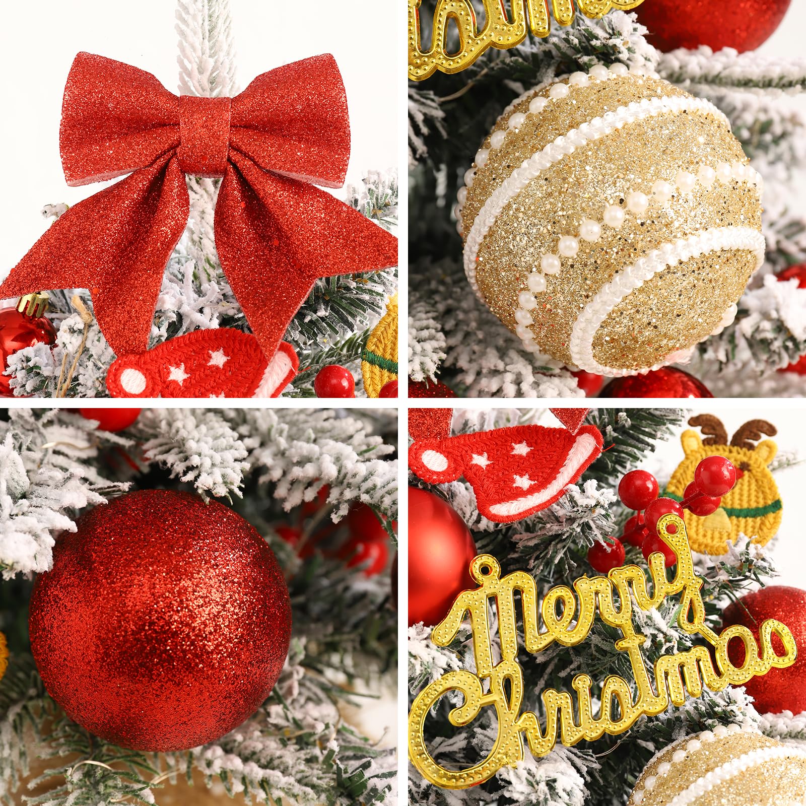 Mini Christmas Tree,22 Inches Artificial Tabletop Christmas Tree with 50 Lights(8 Modes),Snow Flocked Small Christmas Tree with