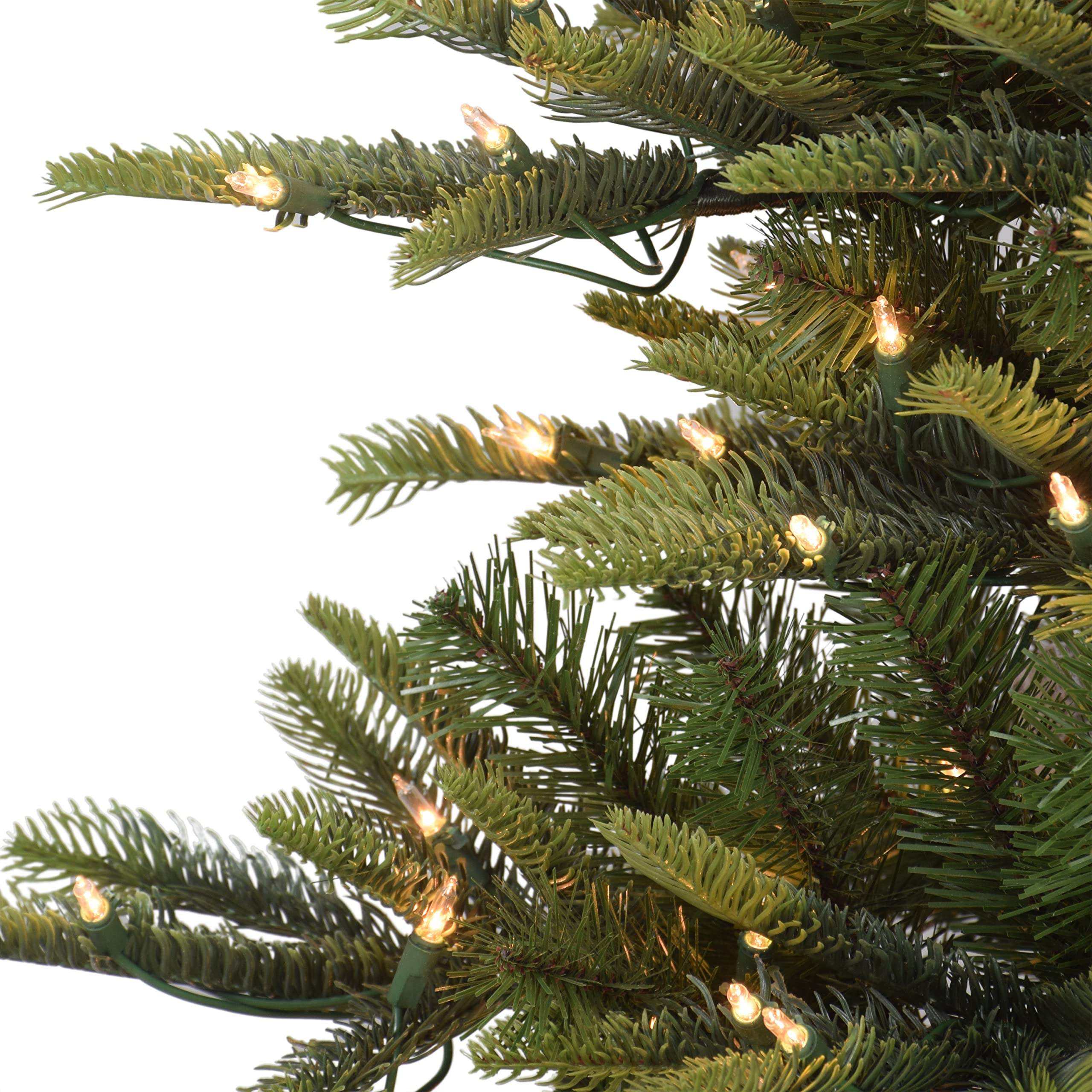 Puleo International 6.5ft Pre-Lit Slim Aspen Fir Artificial Christmas Tree with 350 Clear Lights, 760 Realistic Dense Branch Tip
