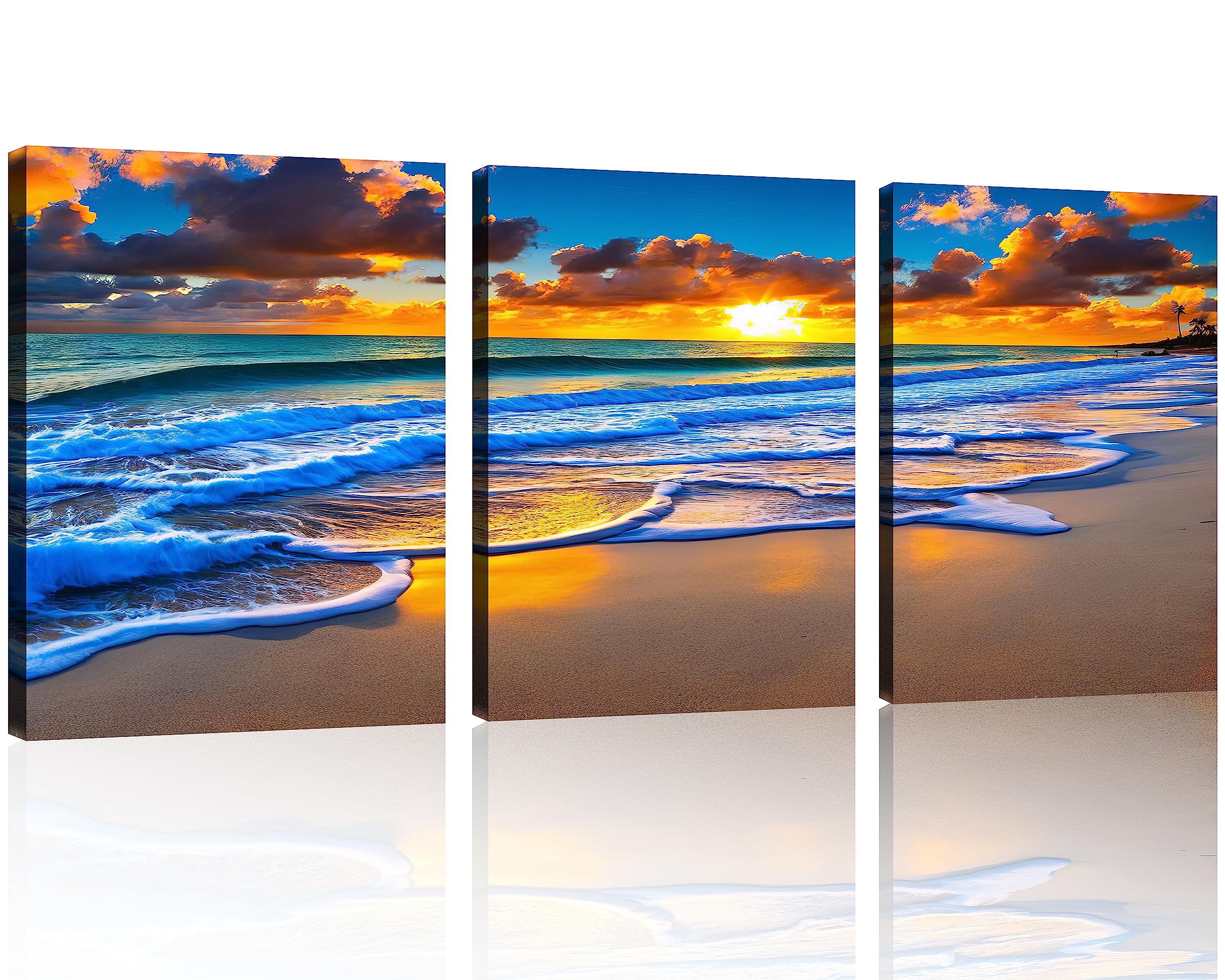 Tutubeer 3 Pcs Wall Decor Beach Ocean Pictures Sunrise Over The Beach Pictures Print On Canvas Pictures Of The Beach Pictures Wa