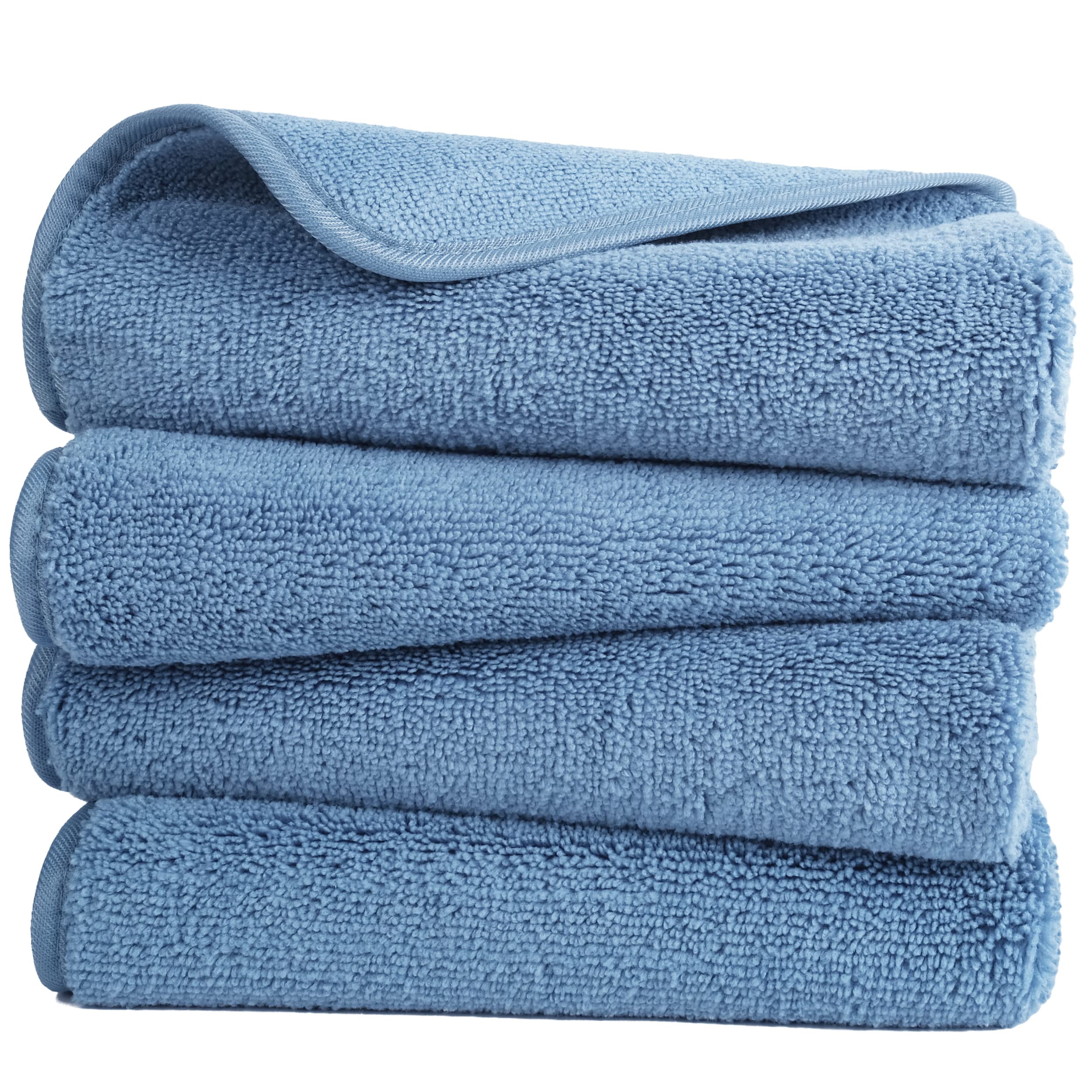 Polyte Quick Dry Lint Free Microfiber Hand Towel, 16 X 30 In, Set Of 4 (Blue)