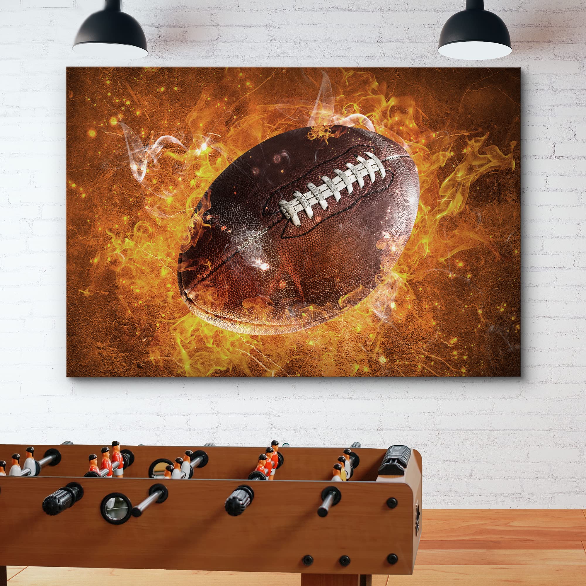Wall26 Canvas Wall Art Print Set Blaze Fire Explosion Football Close Up Sports Athletes Digital Art Modern Art Modern Scenic Col