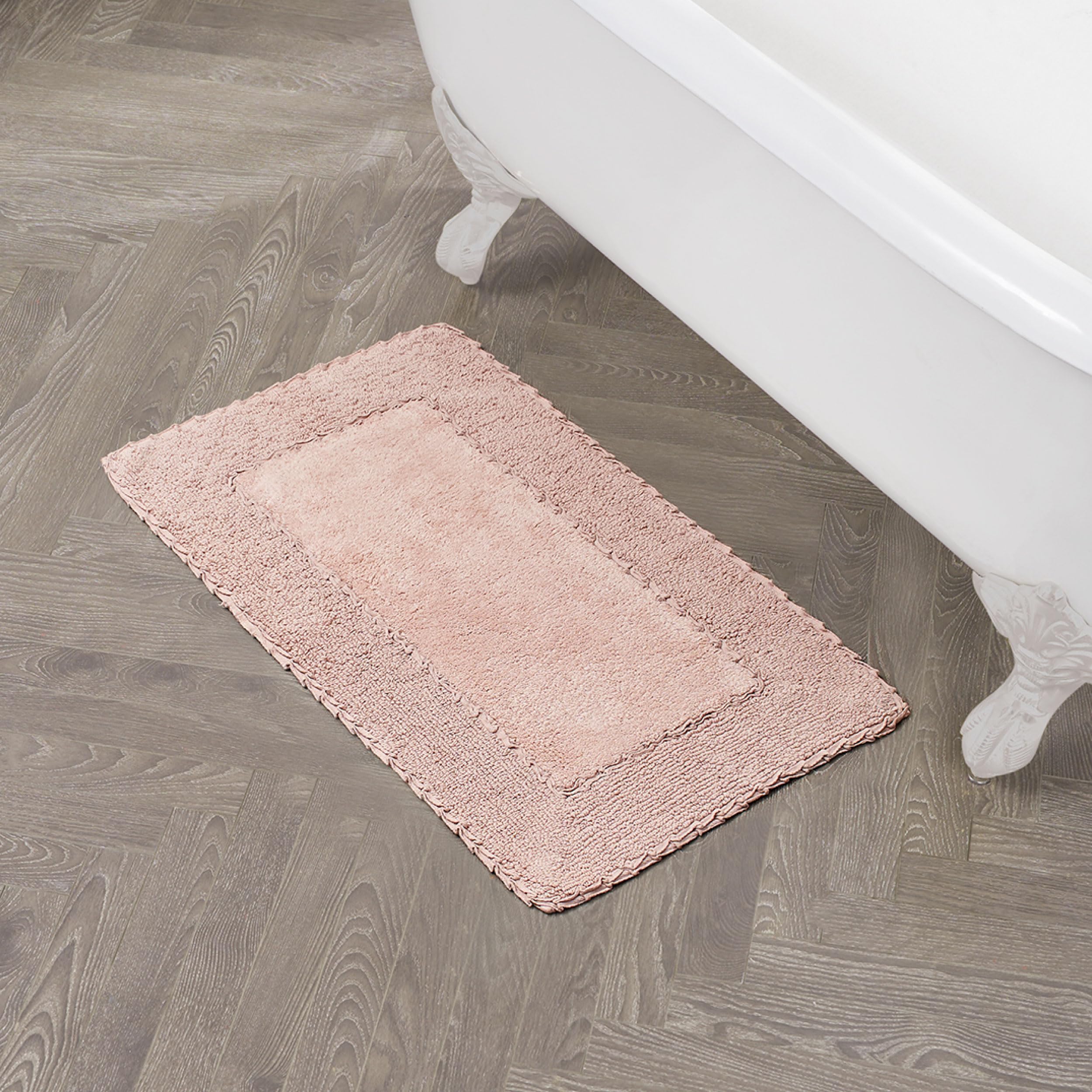 Laura Ashley Ruffle Cotton 20'' X 34'' Bath Rug, Blush