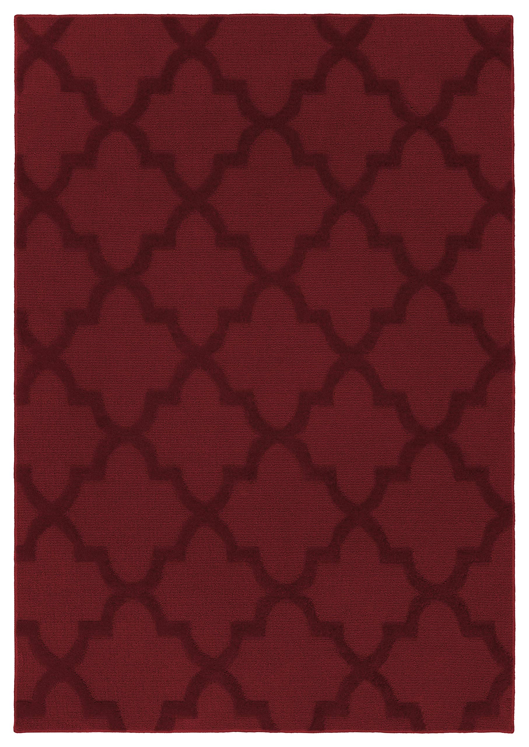 Garland Rug Quatro Chili Red 6 Ft. X 9 Ft. Cut-Loop Trellis Area Rug -Soft, Comfortable, Stylish & Budget-Friendly Rug in a Beau