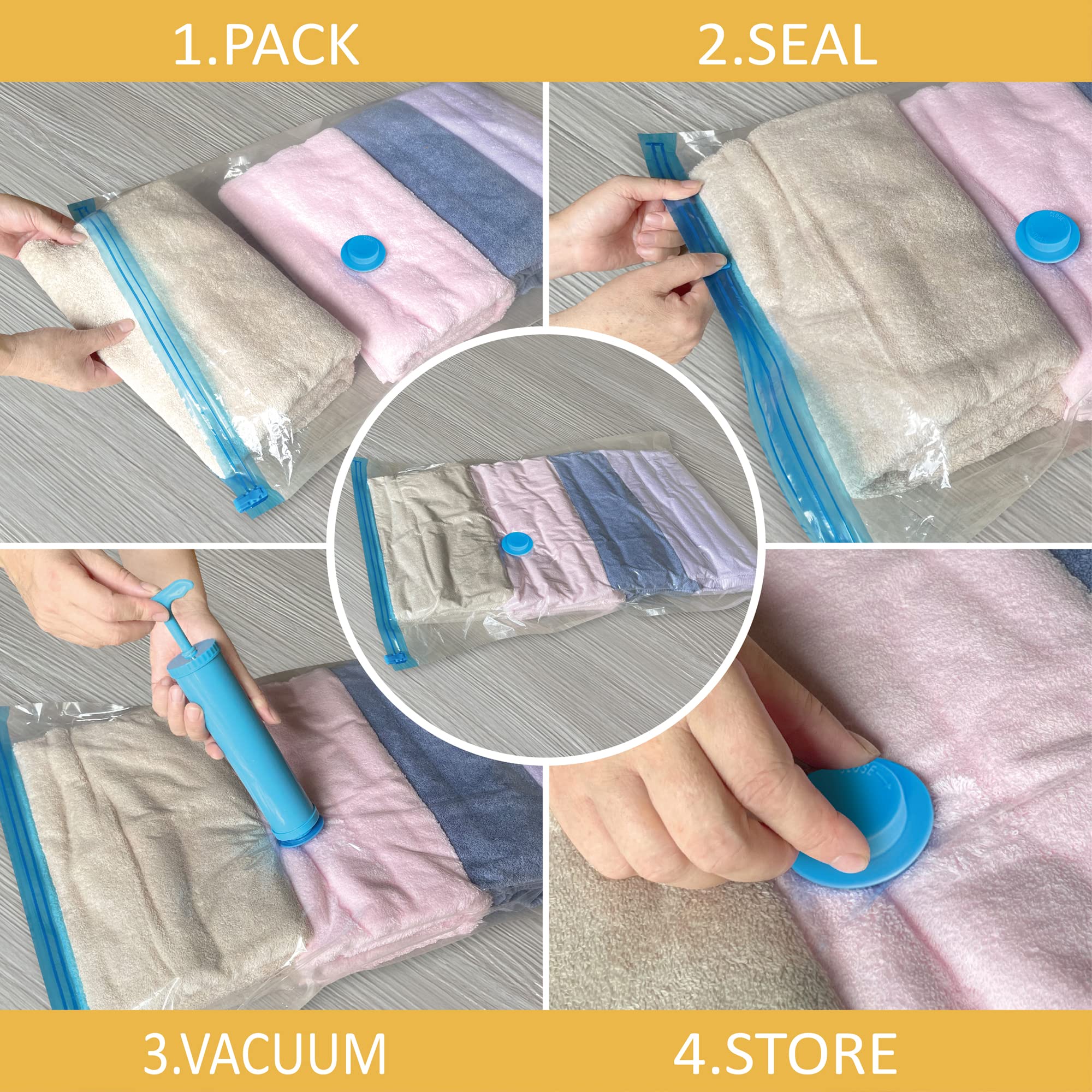 Roomimaster Vacuum Storage Bags, 10 Medium Space Saver Bags, Transparent, Vacuum Seal for Clothes & Bedding, Durable PA+PE Material