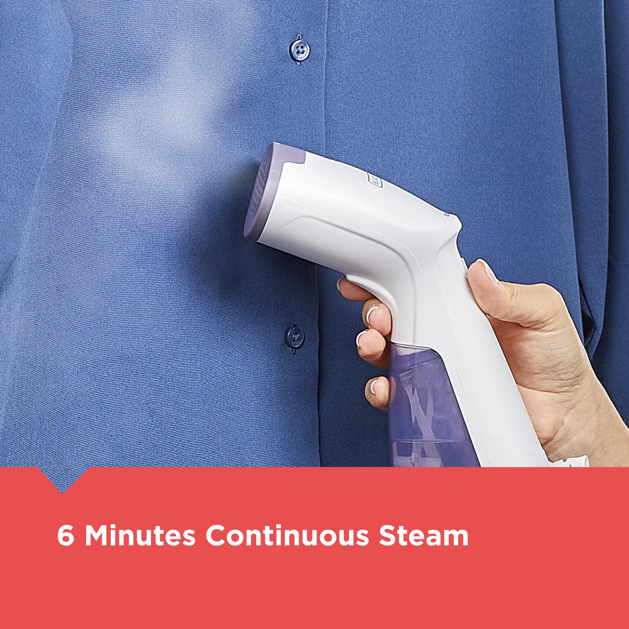 Black+Decker Compact Handheld Steamer, Hgs012P, 25-Second Heat Up, 1000 Watts, Removes Wrinkles From Fabrics, Clothing And Uphol