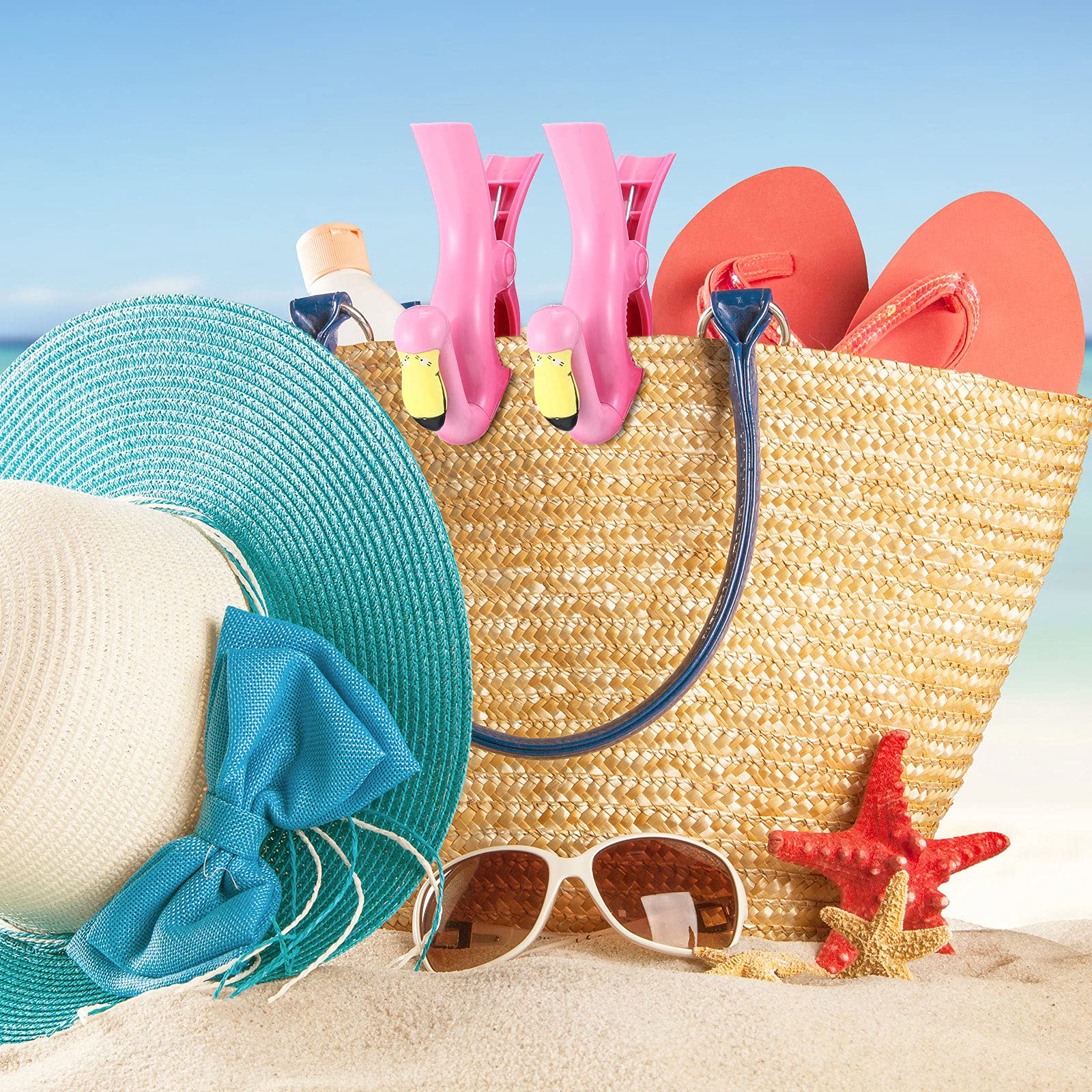 4 Pieces Flamingo Beach Towel Clip For Beach Chairs Parrot Towel Holder Clothes Pegs Beach Towel Clip In Bright Color Jumbo Size