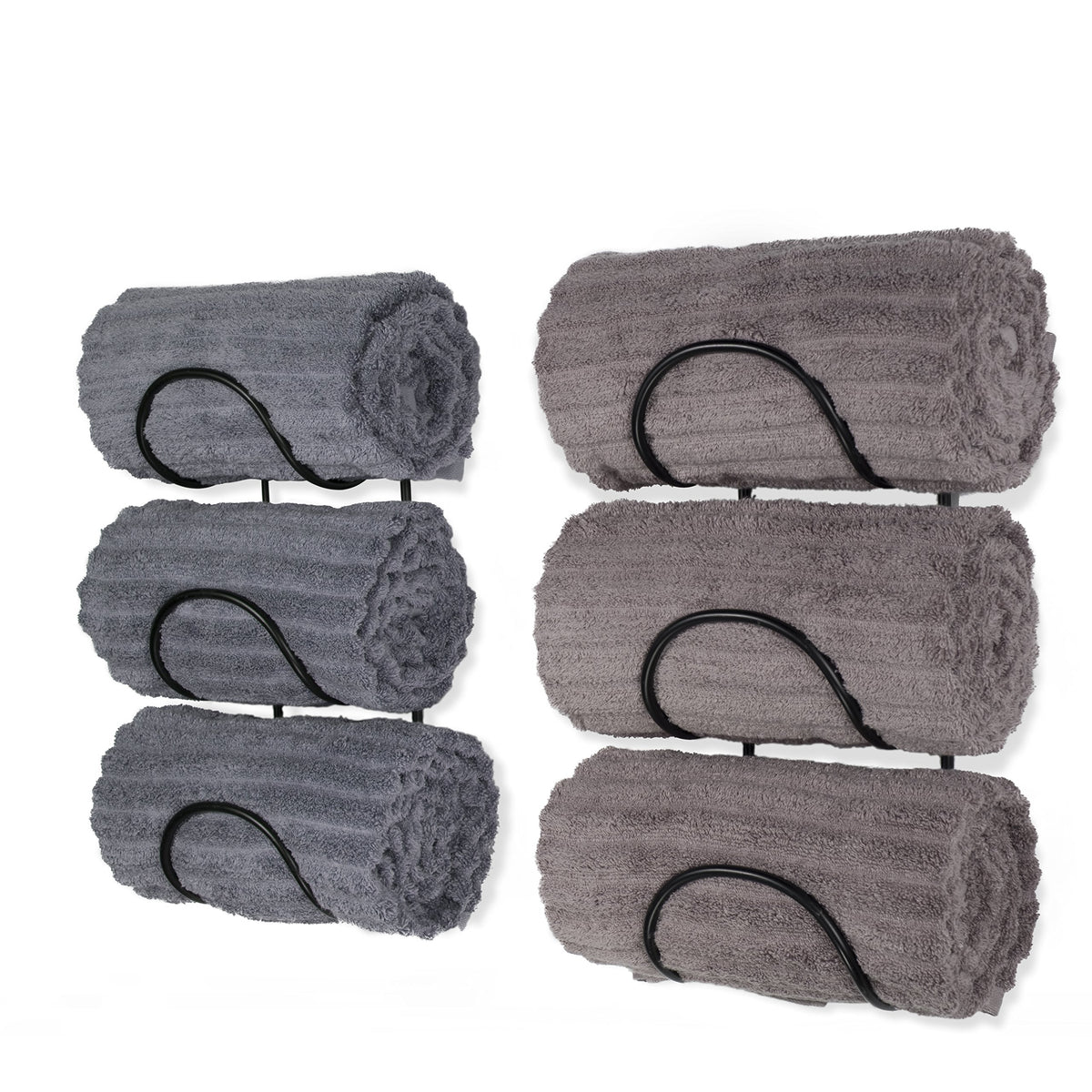 Wallniture Wrought Iron Metal Towel Rack - Solid Quality Wall Mountable For Bathroom Storage - Large Enough To Fit Rolled Bath B