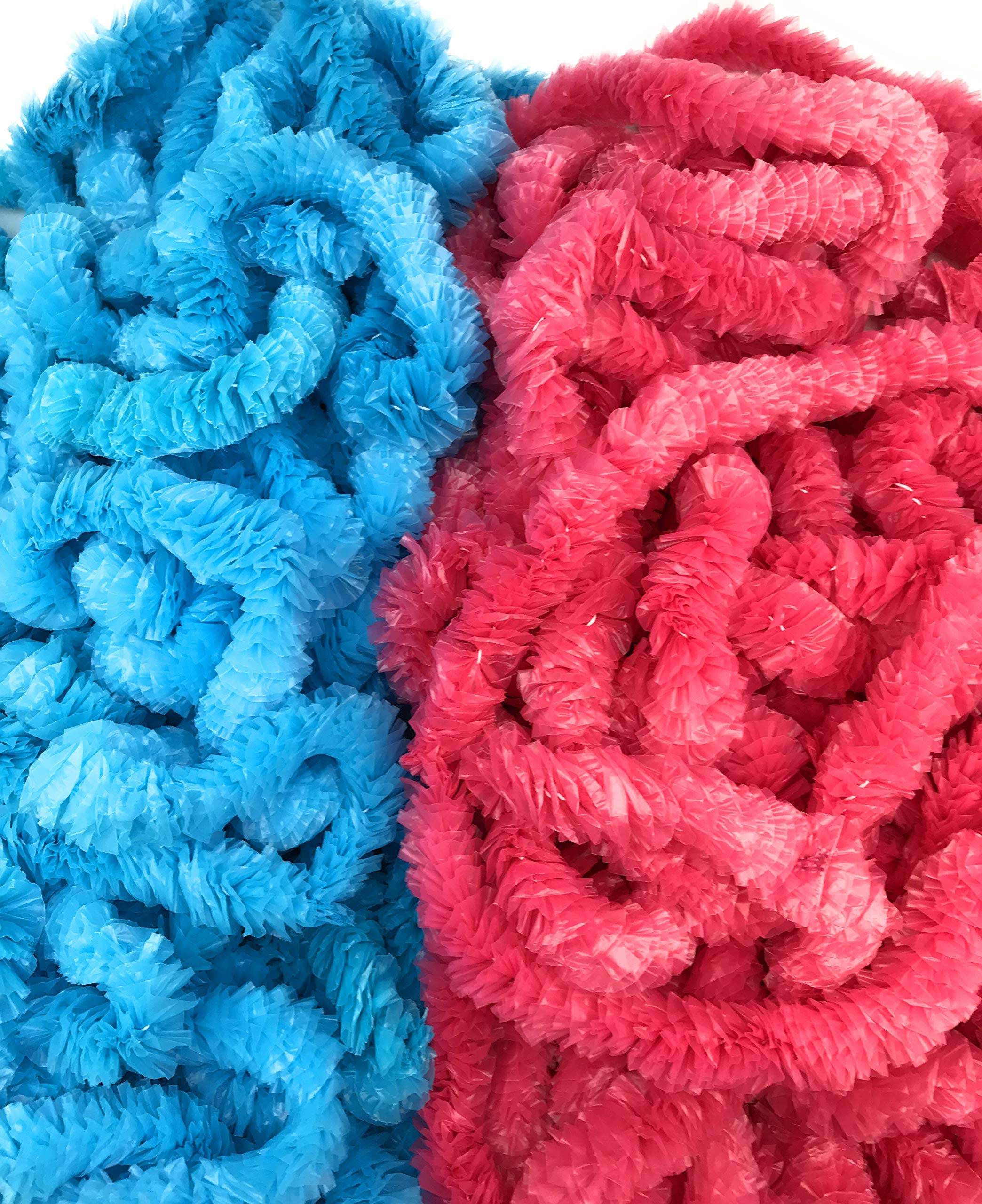 Oojami Baby Gender Reveal Leis Pack - Perfect For Baby Shower Announcement, Includes 48 Leis With 24 Blue And 24 Pink - Mahalo F