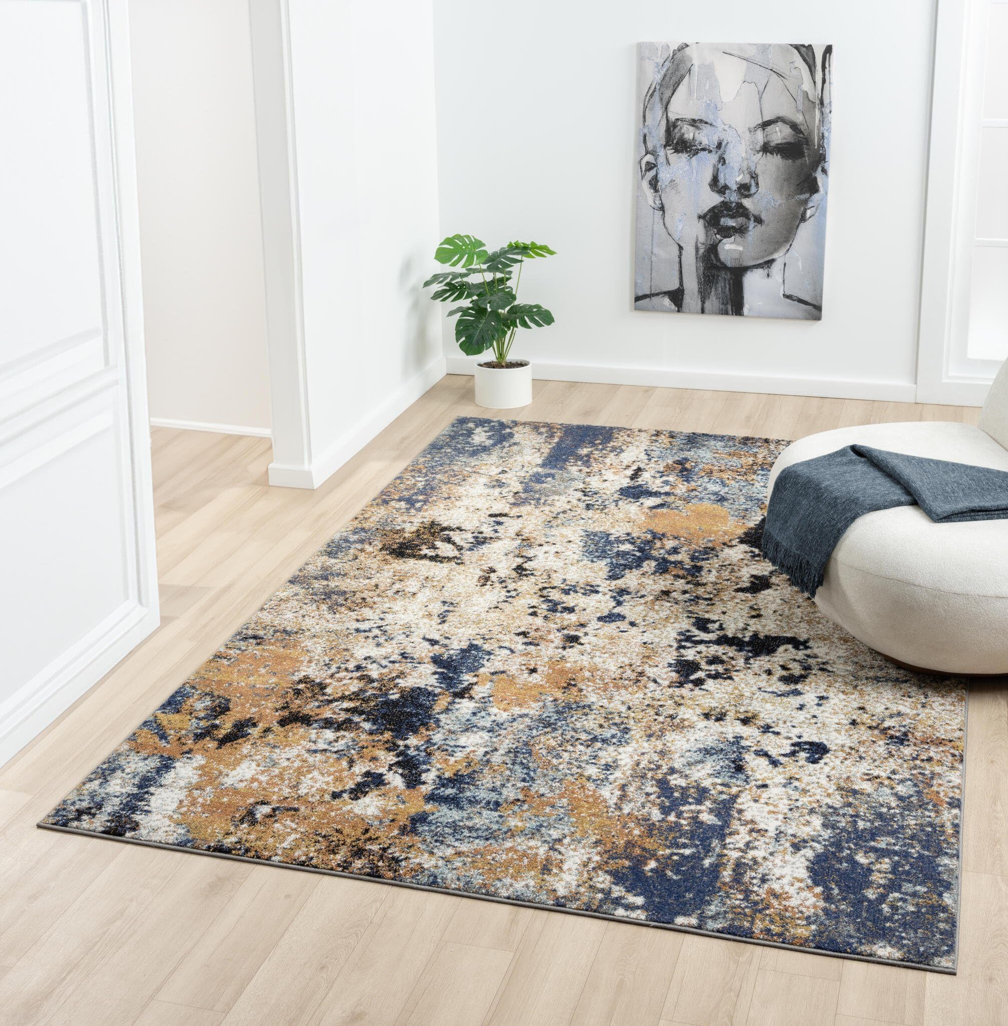 Keen Home Design Area Rugs - 6x9 Non-Shedding, Abstract Rugs for Kitchen, Living Room, Bedroom, Dining Room, Entryway - Size: 5