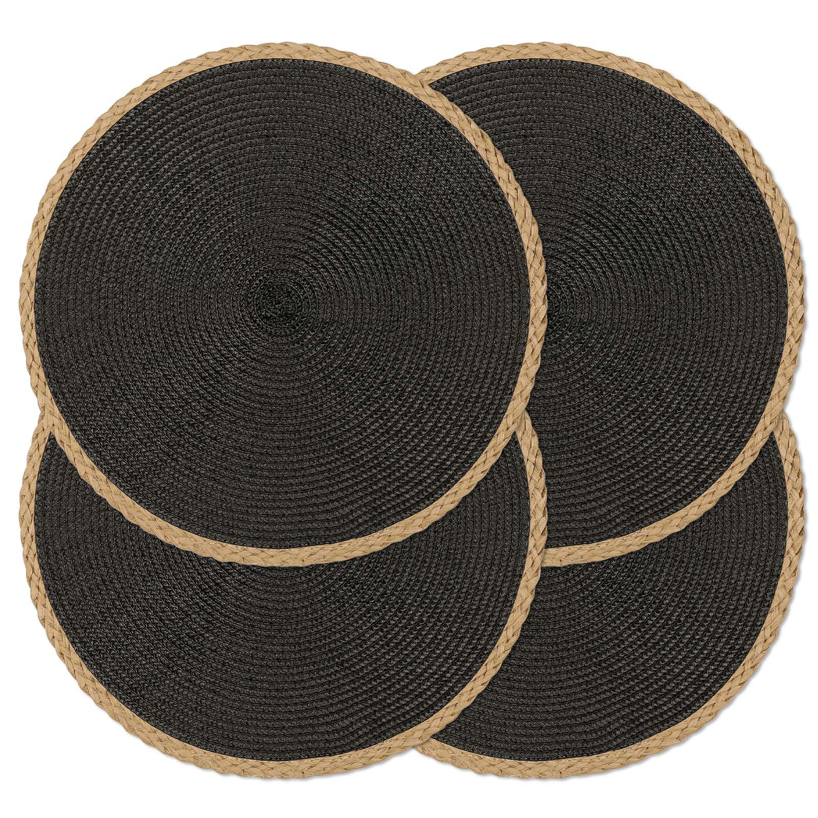 Noctiflorous Round Braided Placemats Set Of 4 Table Mats 15 Inches Washable Heat Resistant For Dining Table Non-Slip Indoor Outd