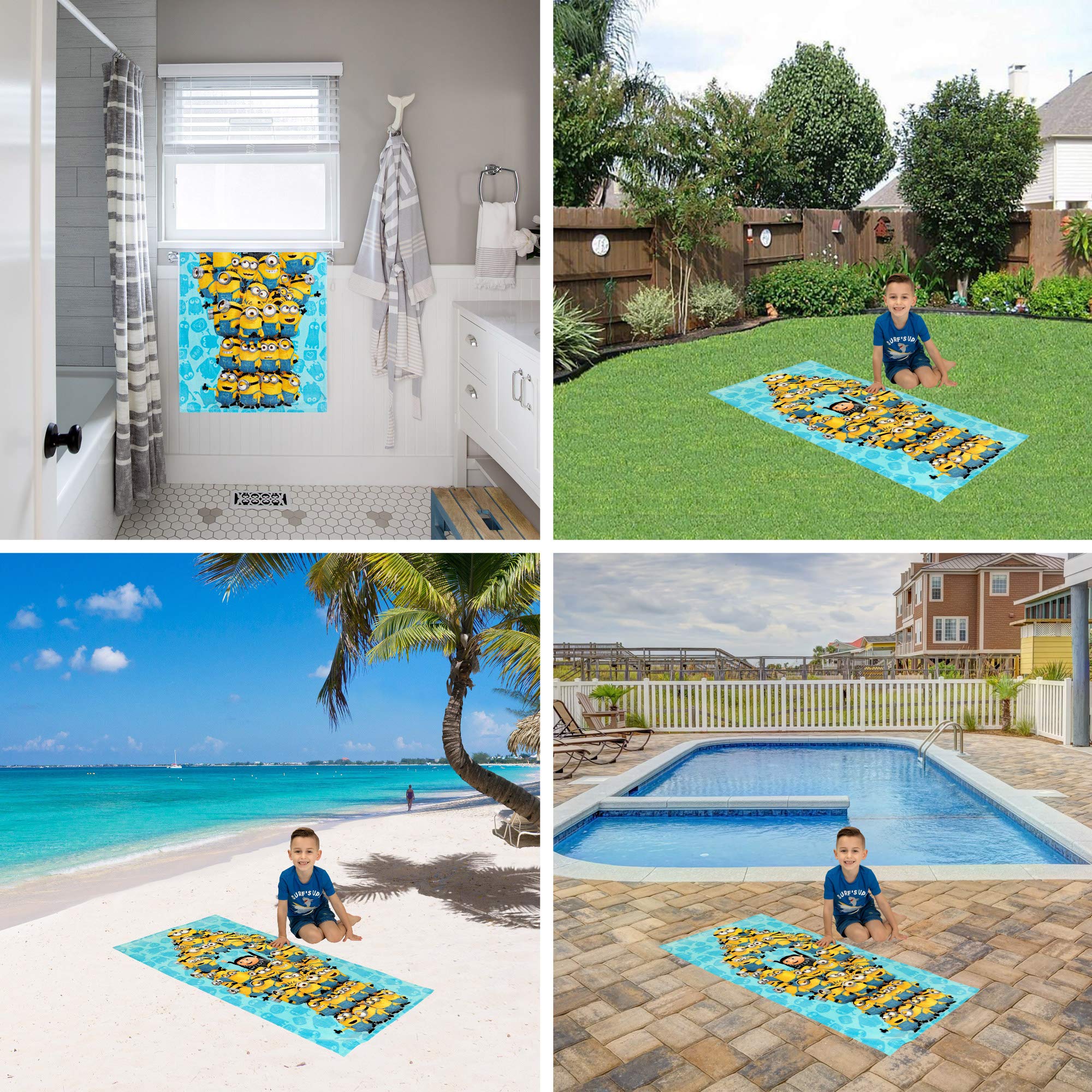 Franco Kids Super Soft Cotton Bath/Pool/Beach Towel  58 in x 28 in  Minions The Rise Of Gru