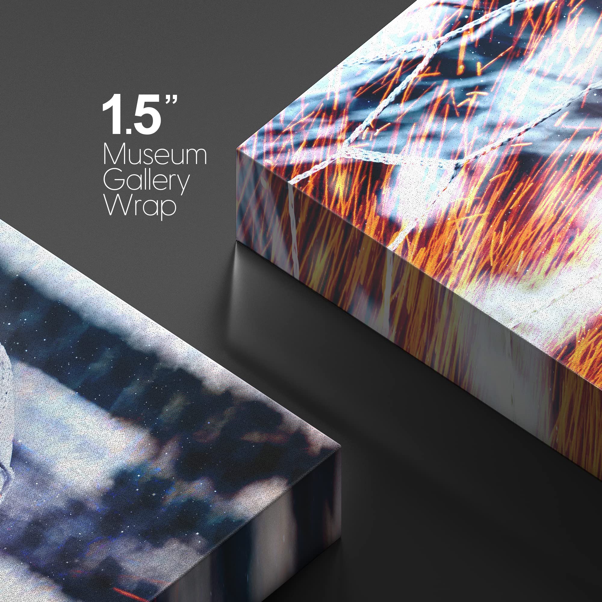 Wall26 Canvas Print Wall Art High Contrast Red Sparks Soccer Ball Goal Sports & Fitness Athletes Photography Realism Boy'S Bedro