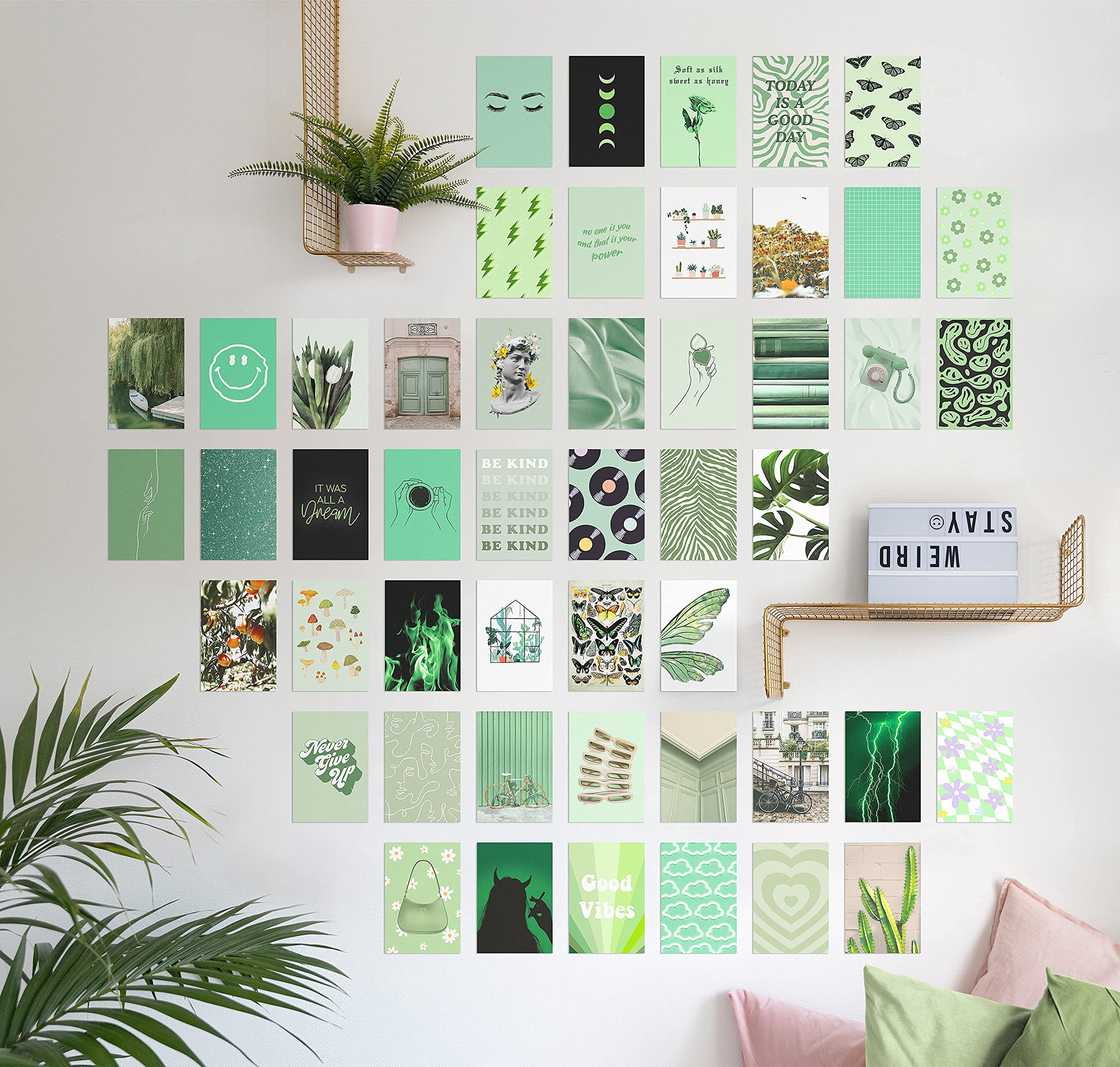 Haus And Hues Green Wall Collage Kit - Poster Green Pictures For Wall Collage Kit For Teens Vsco Wall Collage Wall Kit Aesthetic