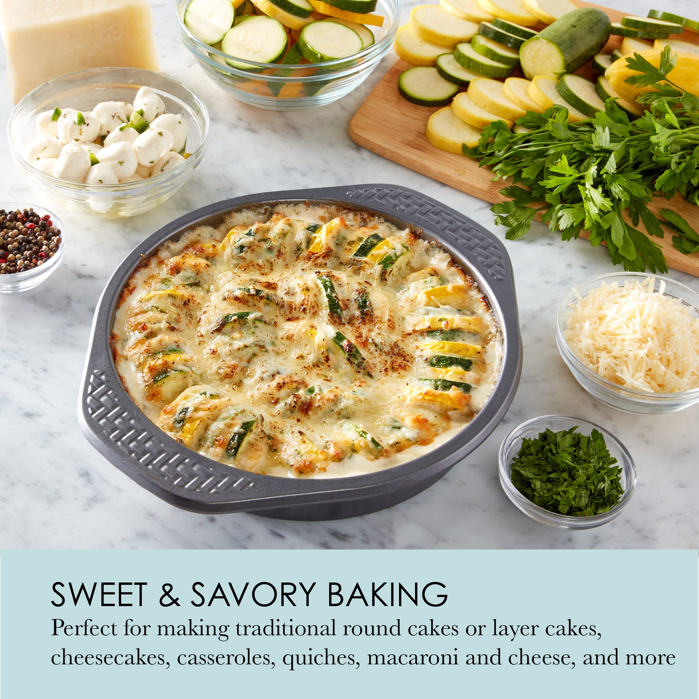 Chicago Metallic Everyday Non-Stick Round Cake Pan. Perfect For Making Cakes Or Layer Cakes, Casseroles, And More Gray