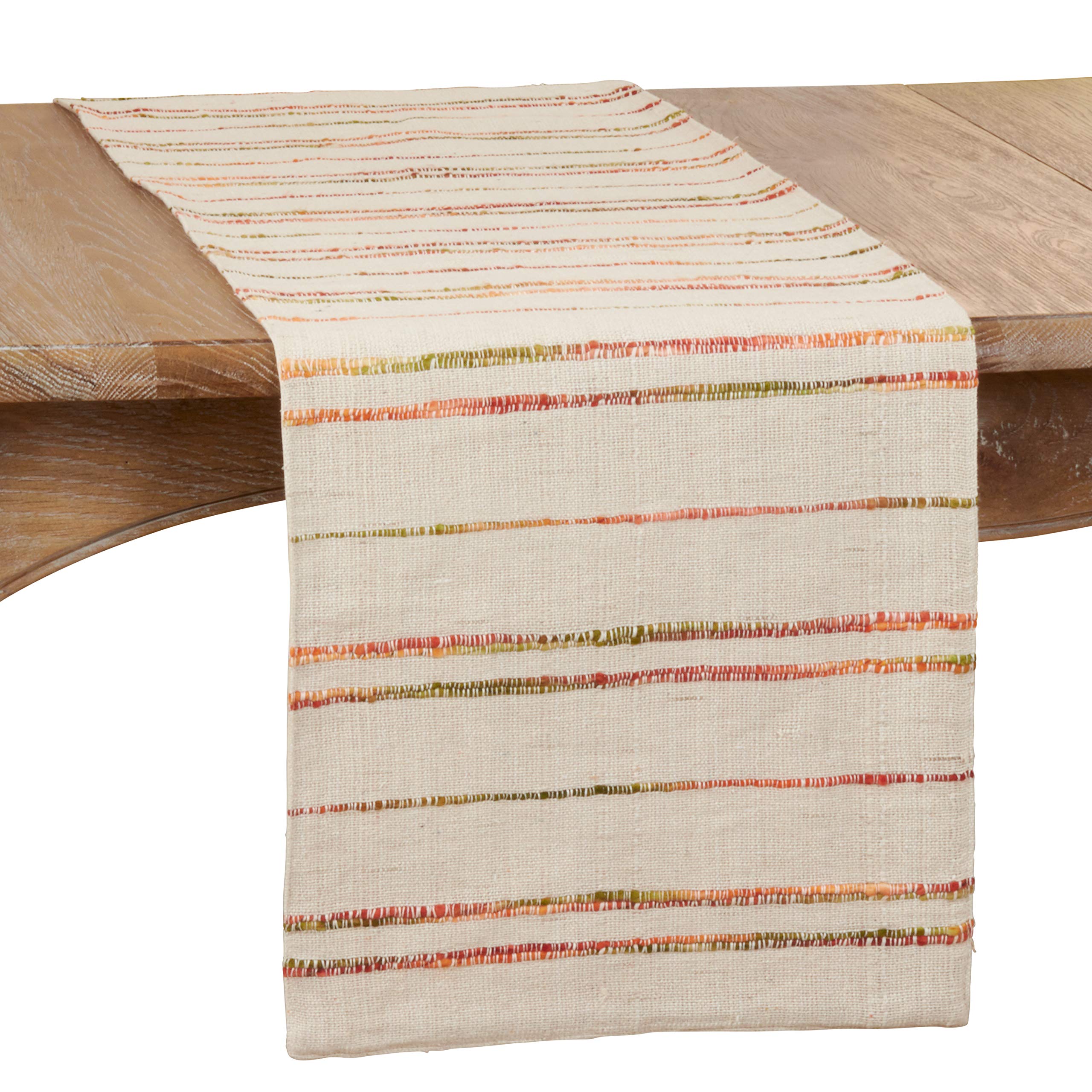 Saro Lifestyle Amelie Collection Woven Line Table Runner, 16'' X 72'', Natural