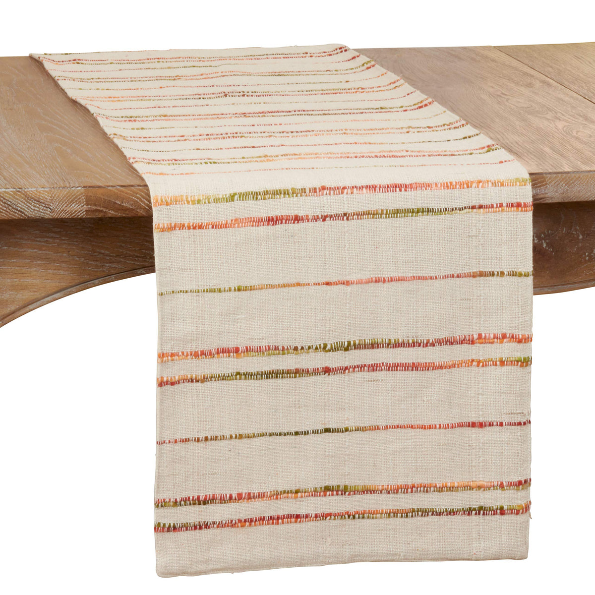 Saro Lifestyle Amelie Collection Woven Line Table Runner, 16'' X 72'', Natural