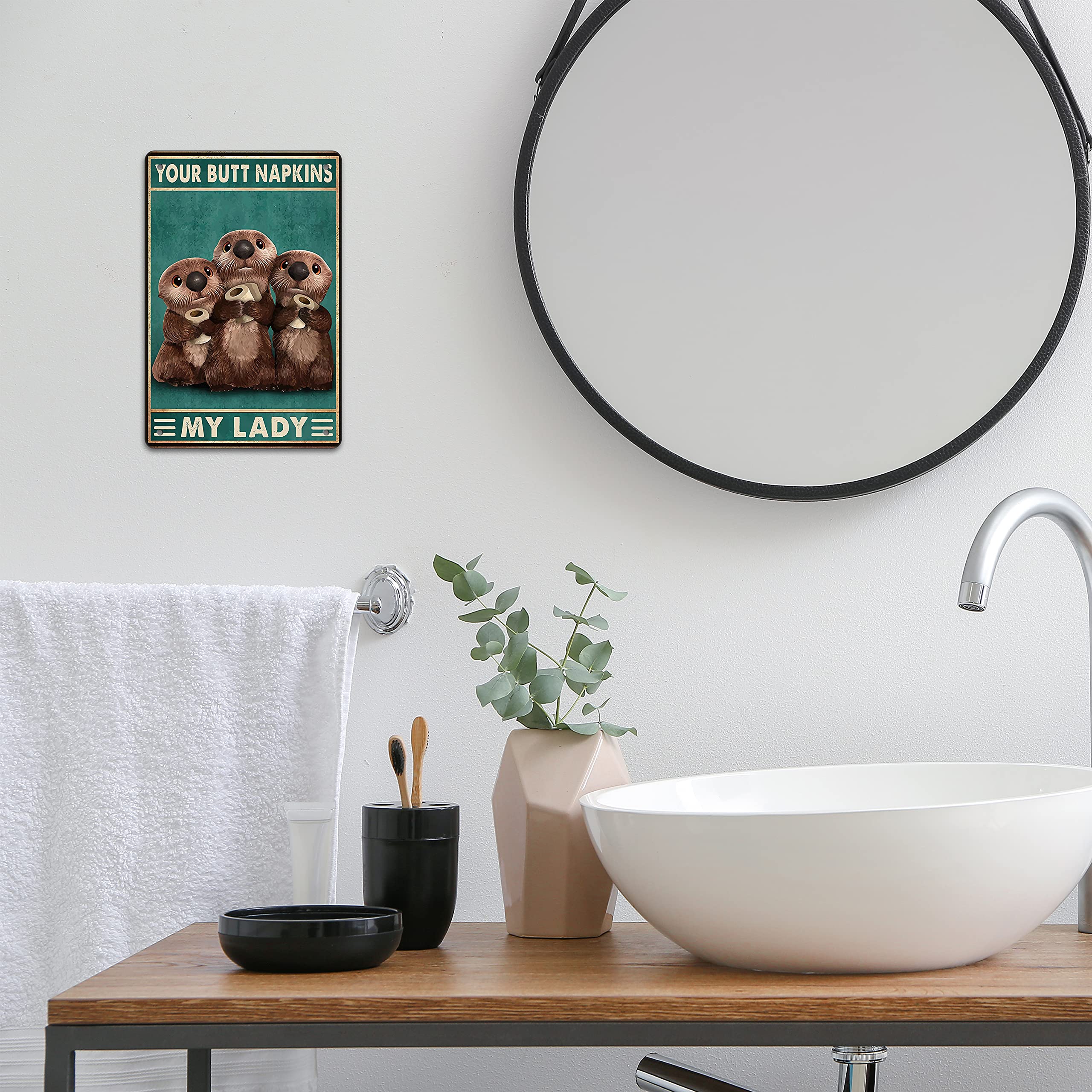 Otters Decor Gothic Decor Funny Bathroom Decor Sign Medieval Decor Bathroom Napkins Decor Retro Poster Toilet Cave Bar Home Coffee Bathroom Wall Decoration Sign 8x12 Inch
