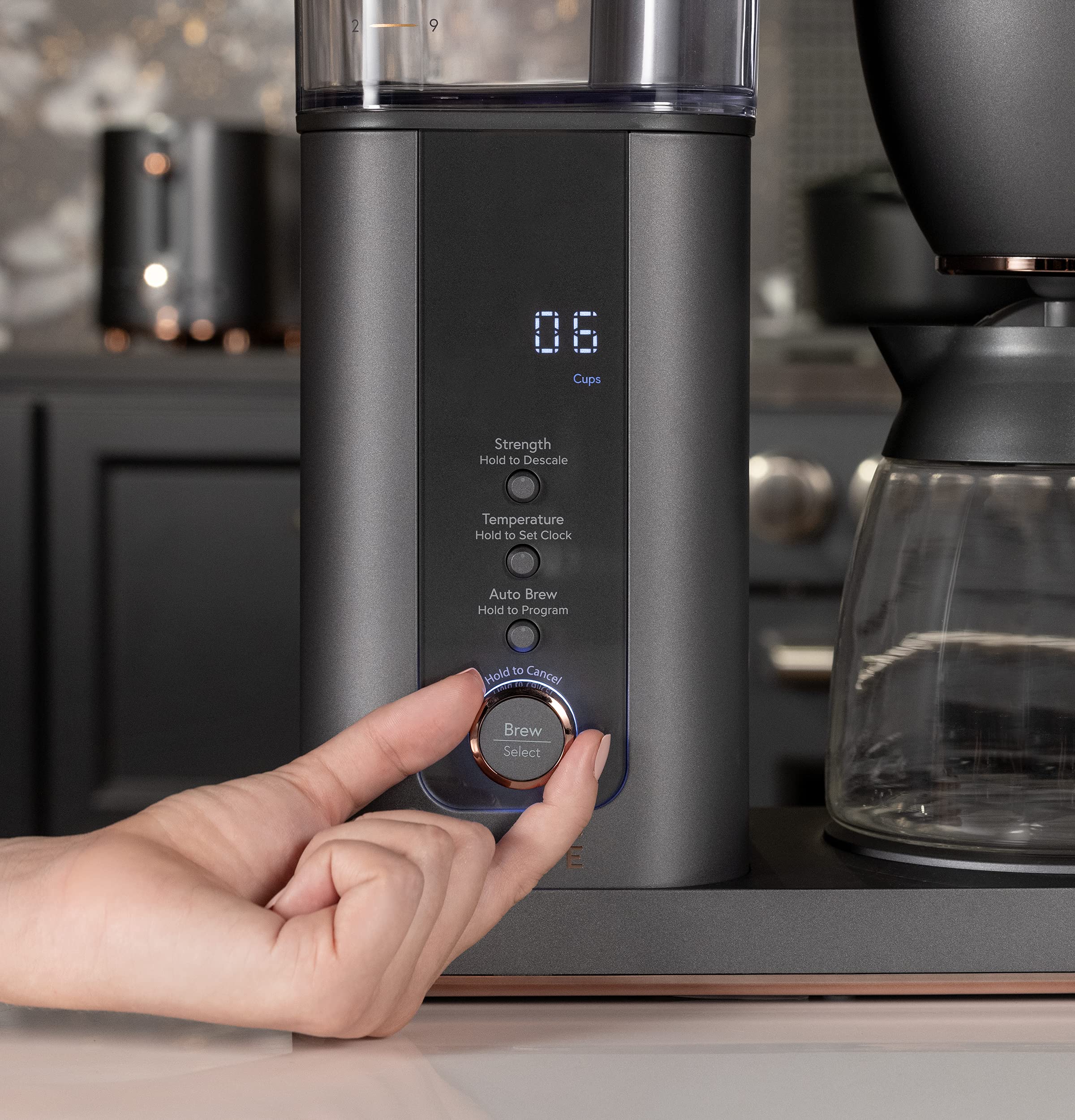 Caf   Specialty Drip Coffee Maker, 10-Cup Glass Carafe, Wifi Connected Smart Voice-To-Brew, Includes Reusable Filter Basket & Gr