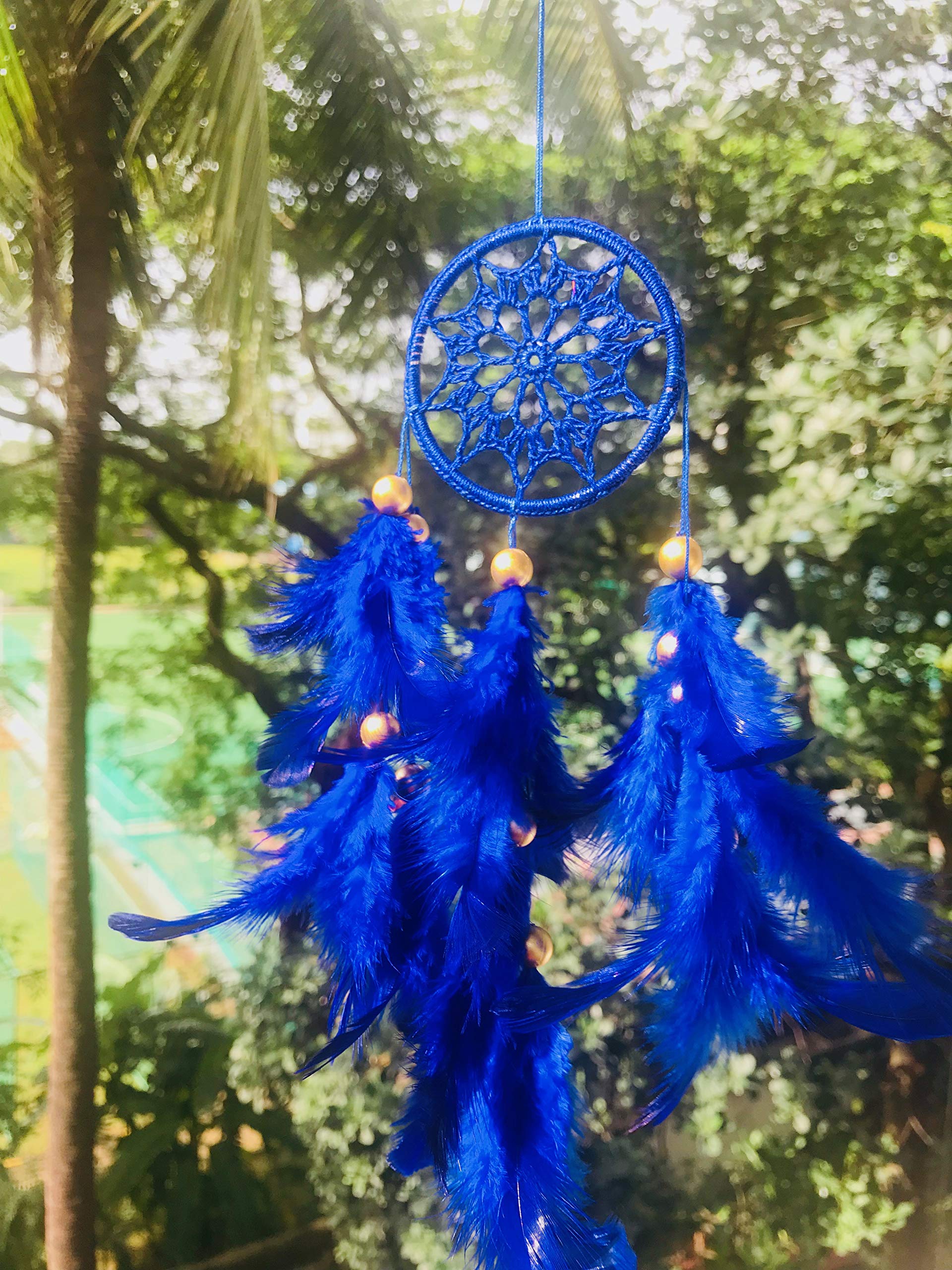 Rooh Dream Catcher ~Royal Blue Crochet ~Handmade Hangings (Can Be Used As Home Decor, Gift, Wall Hangings, Meditation Room, Yoga