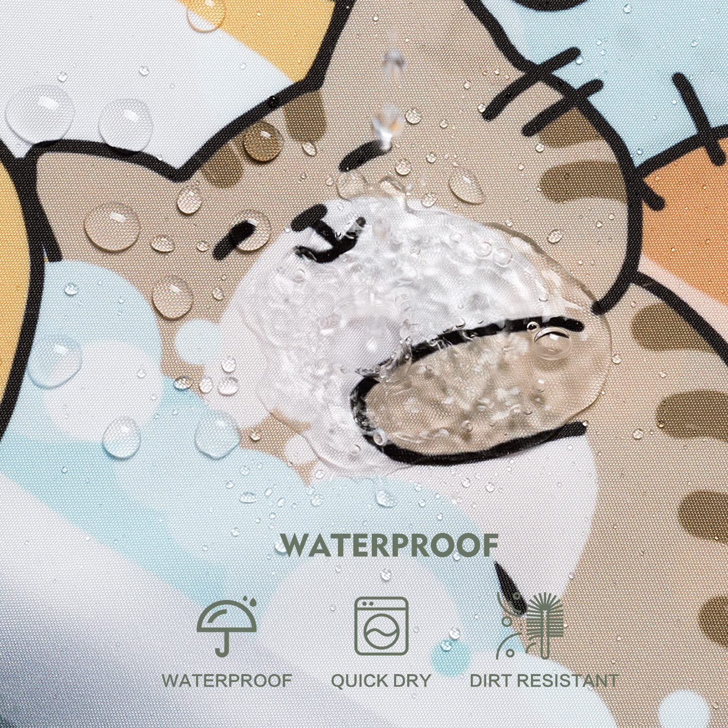 Lokigo Funny Cat Shower Curtain Cute Cartoon Kids Shower Curtain 72Wx72H White Shower Curtains For Bathroom Waterproof Polyester