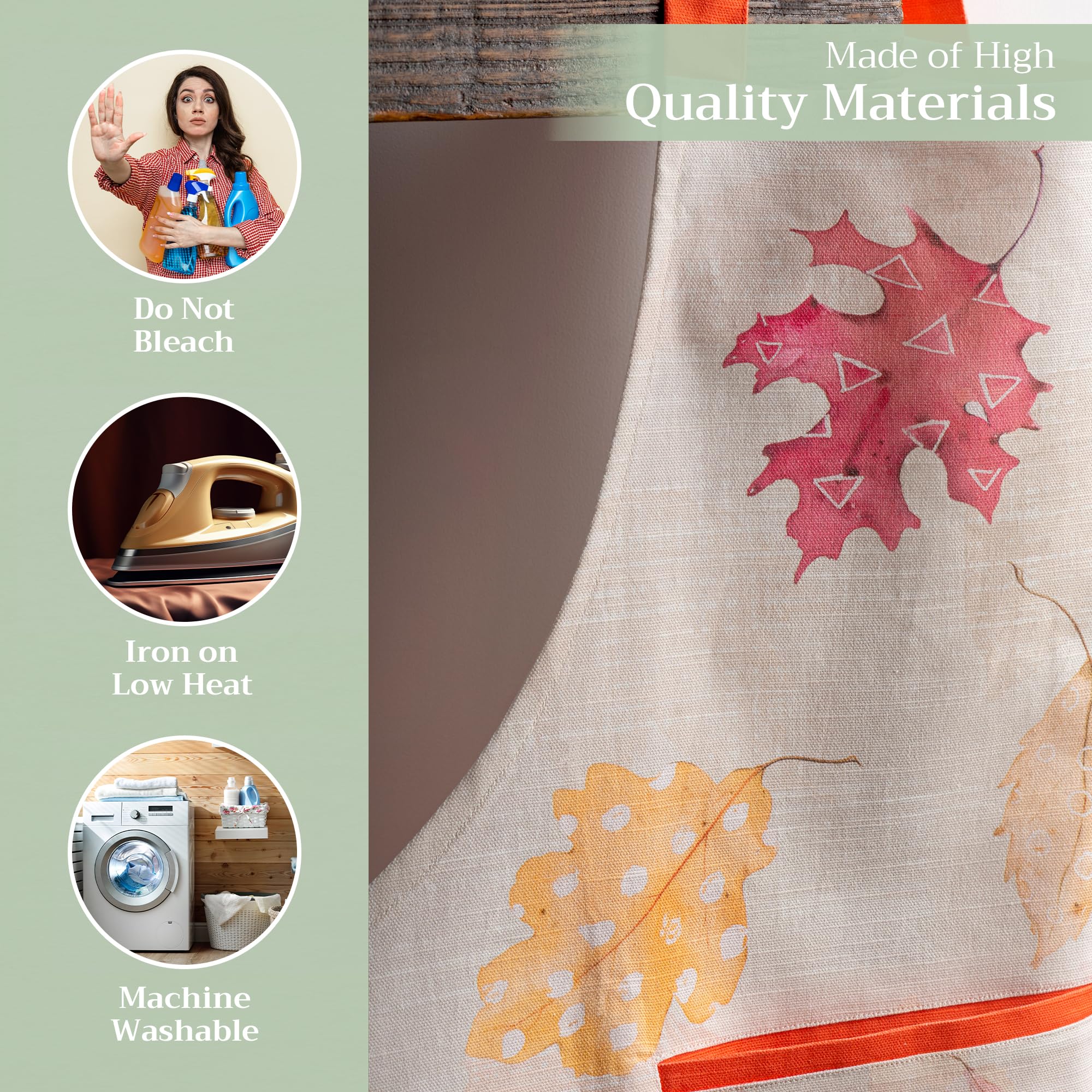Maison d ' Hermine Apron 100% Cotton 27.50Inch x 31.50Inch 1 Piece Adjustable Neck Strap Cloth Apron with Center Pocket for Mothers Day Gifts  Women  Men  Chef  Colors of Autumn -Thanksgiving/Christmas