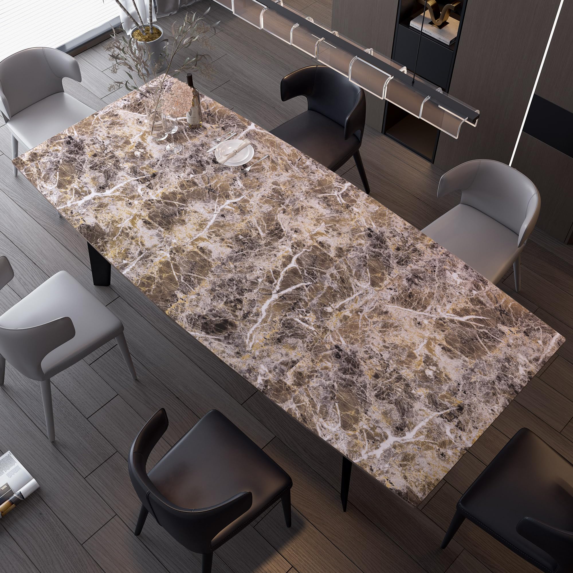BAYYA Brown Marble Contact Paper Peel and Stick Wallpaper for Kitchen Cabinets Bathroom Granite Countertop Sticker Vinyl Film Self Adhesive Counter Top Covers Waterproof Furniture Decorative Paper