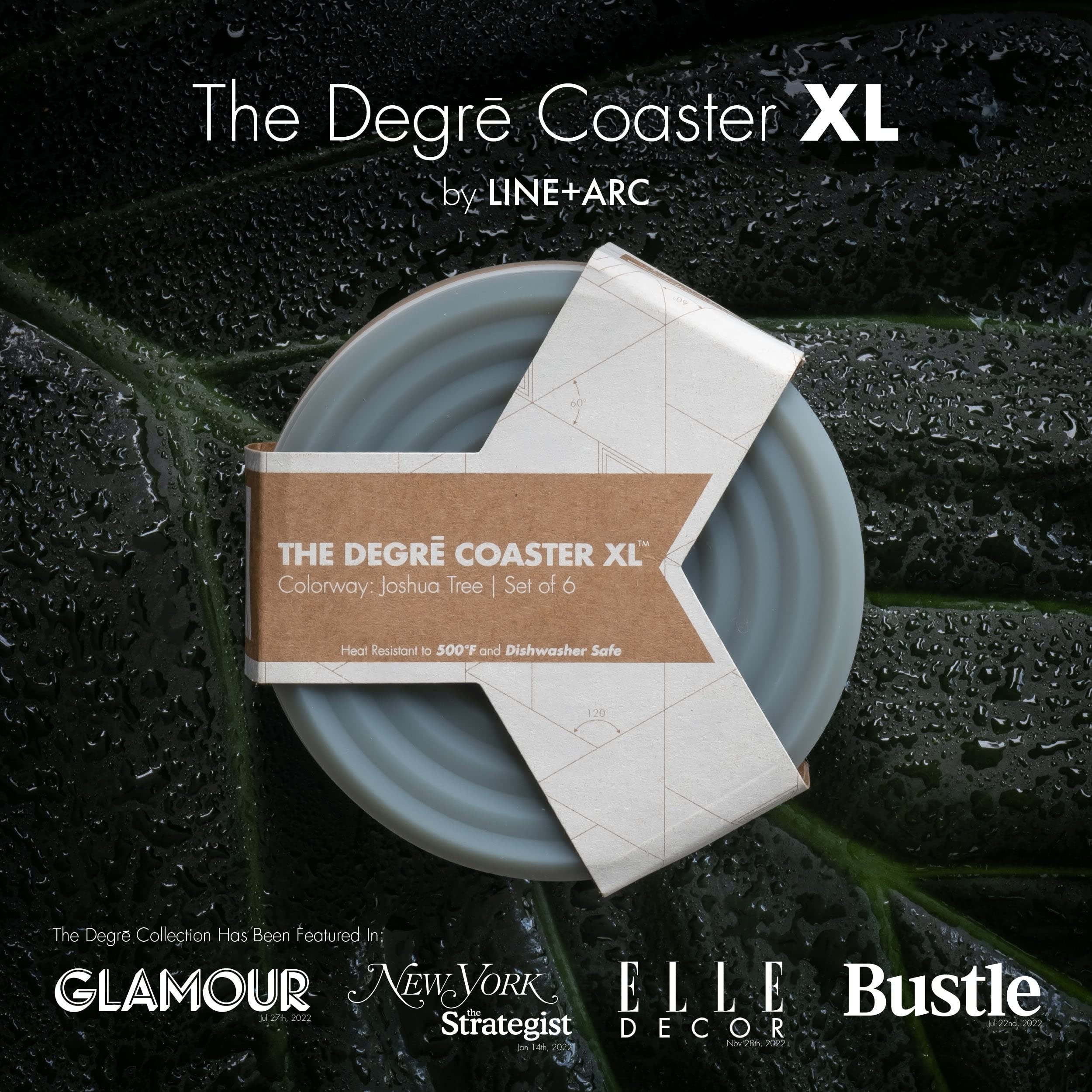 The Degre Coasters Xl (Sandstone, Set Of 6) By Line+Arc. 10Mm Thick, Dishwasher Safe, Stain-Resistant, Outdoor, Coffee Table, Si