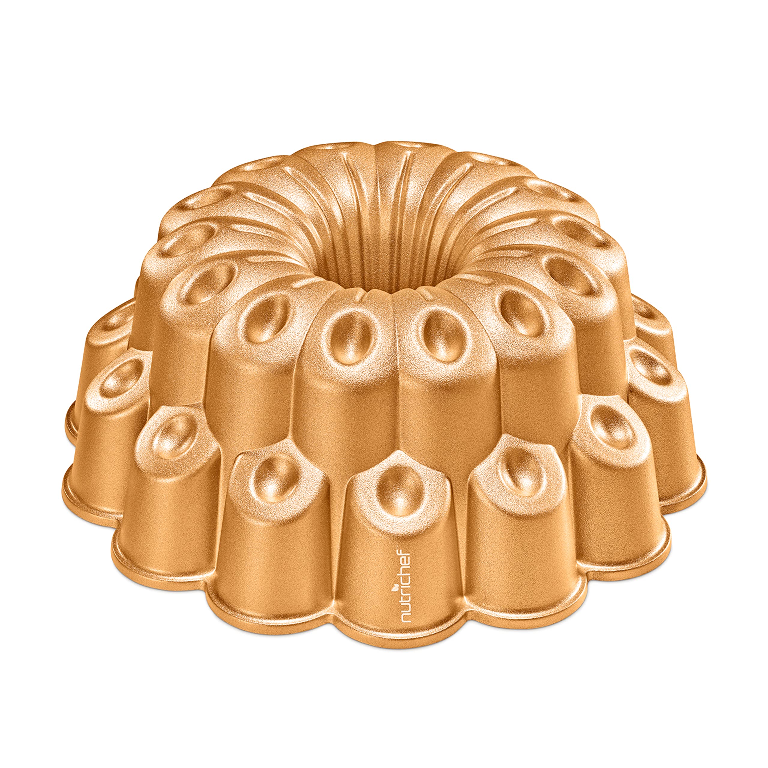 NutriChef 9 Inch Marquise Cake Pan, Thick & Heavy Cast Aluminum Bakeware Cake Mold for Cake with Fluted Easy-Release Edges for U