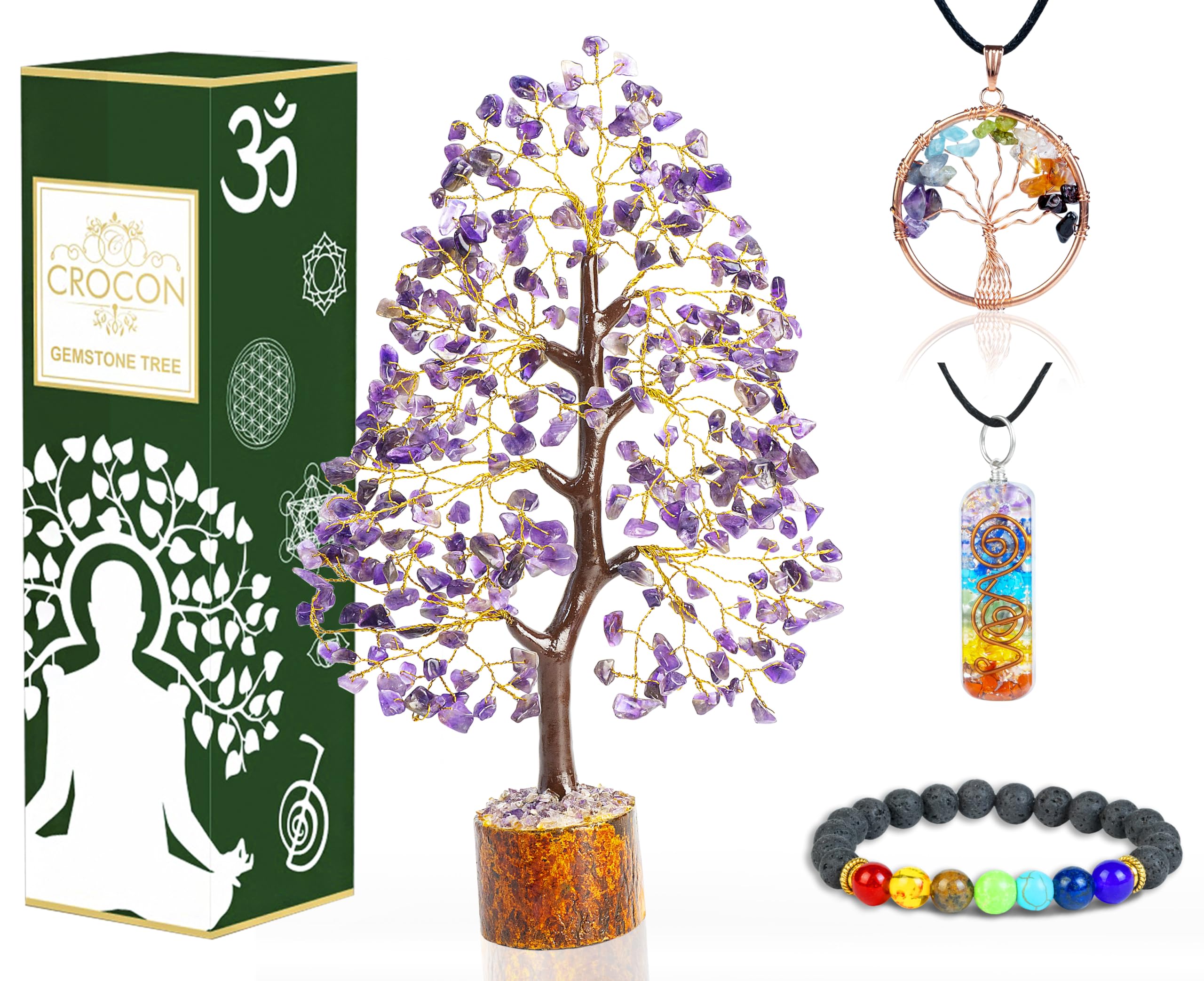 Amethyst Crystal Tree of Life - Chakra Tree of Life - Handmade Gemstone Tree - Feng Shui Tree Decor - Spiritual Gifts - Crystal 
