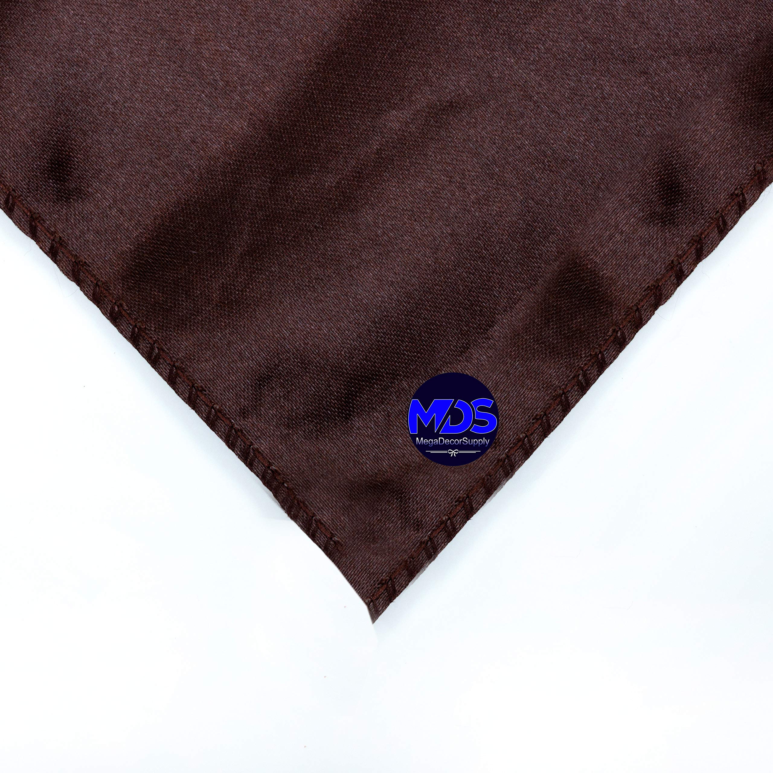 Mds Pack Of 100 Wedding Satin 12''X 12'' Square Dinner Napkin Or Handkerchief For Wedding Banquet Decoration - Coffee