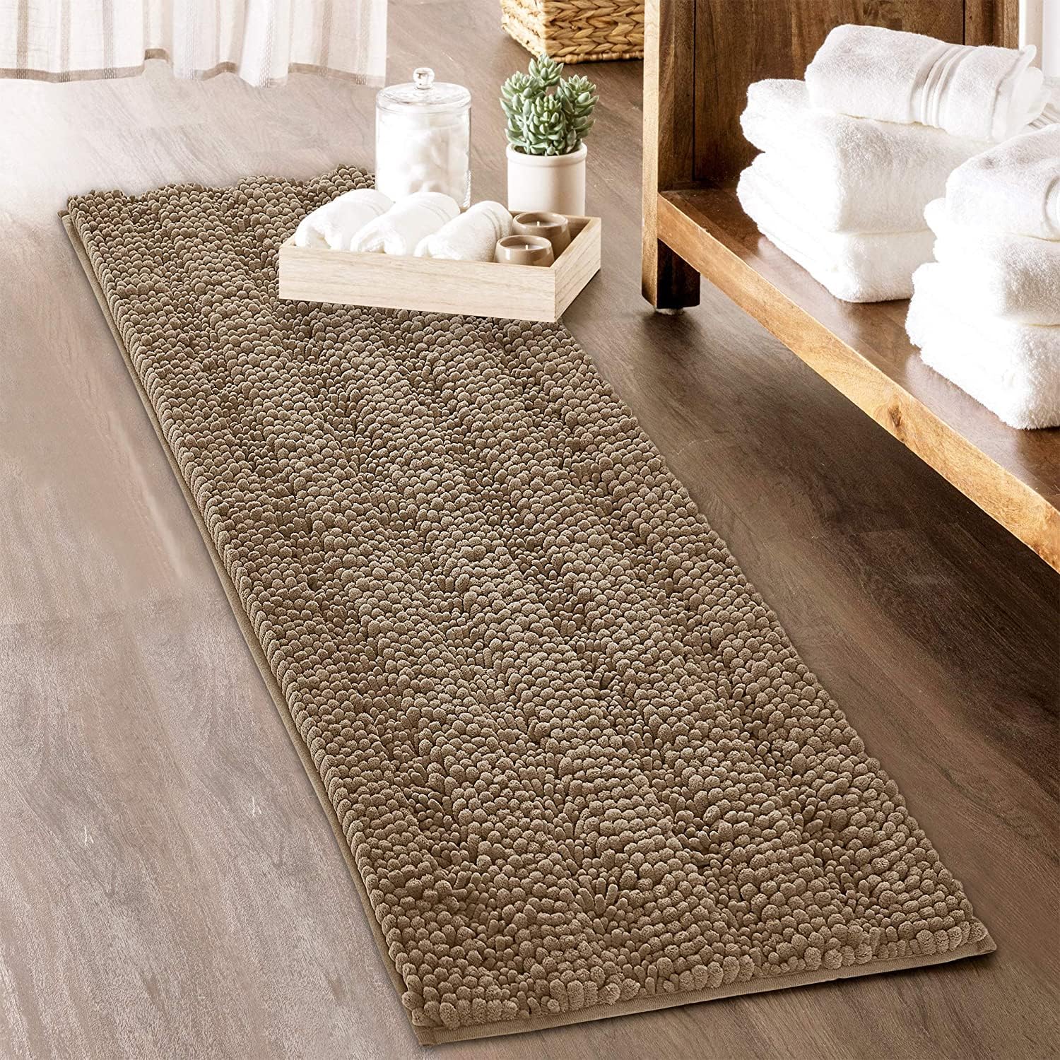 Large Bathroom Rugs Set - Super Soft Bath Mat Non-Slip Washable Absorbent Microfiber Chenille Floor Carpet For Door Way Tub Kitc