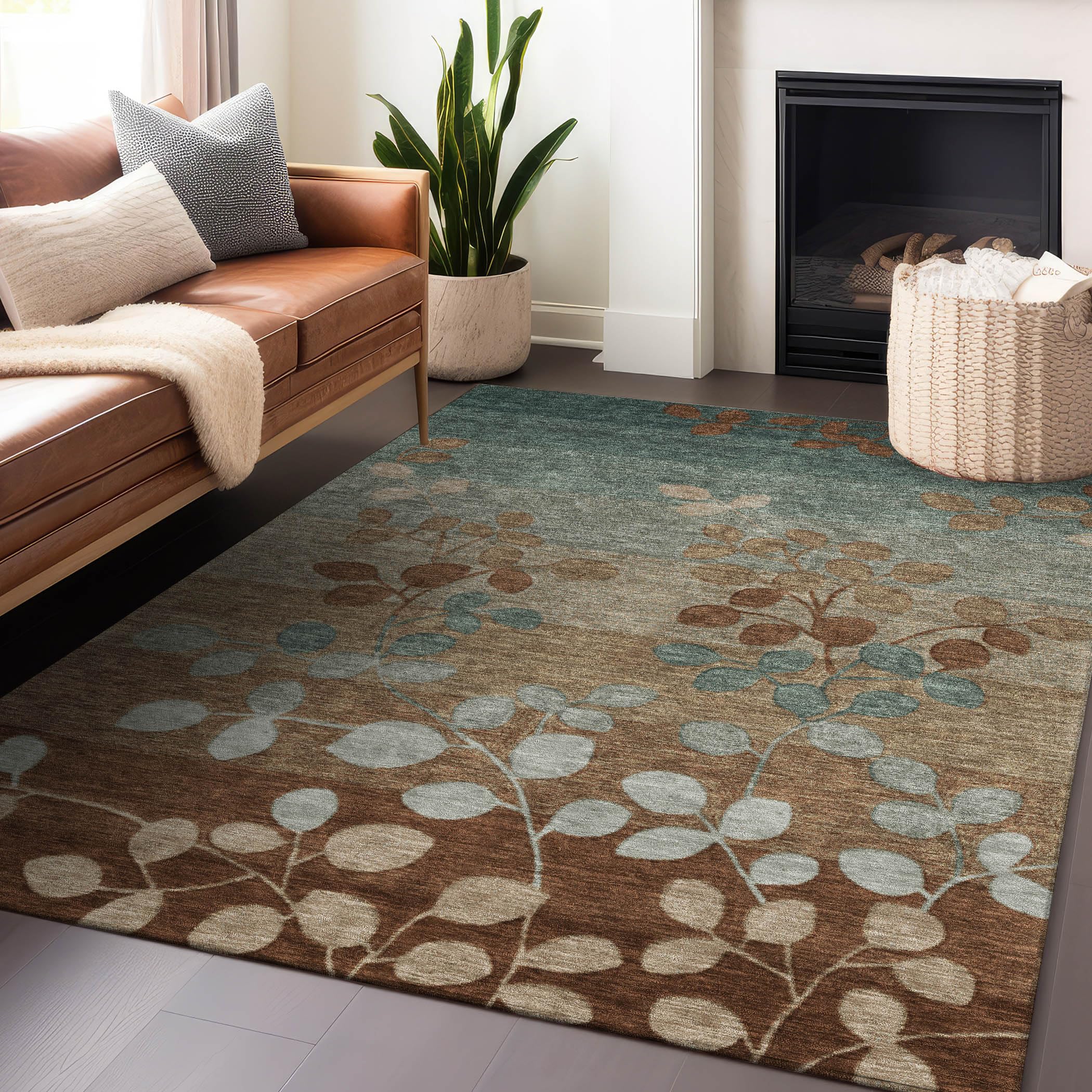 Machine Washable Indoor/Outdoor Chantille Mocha 9 x 12 Rug