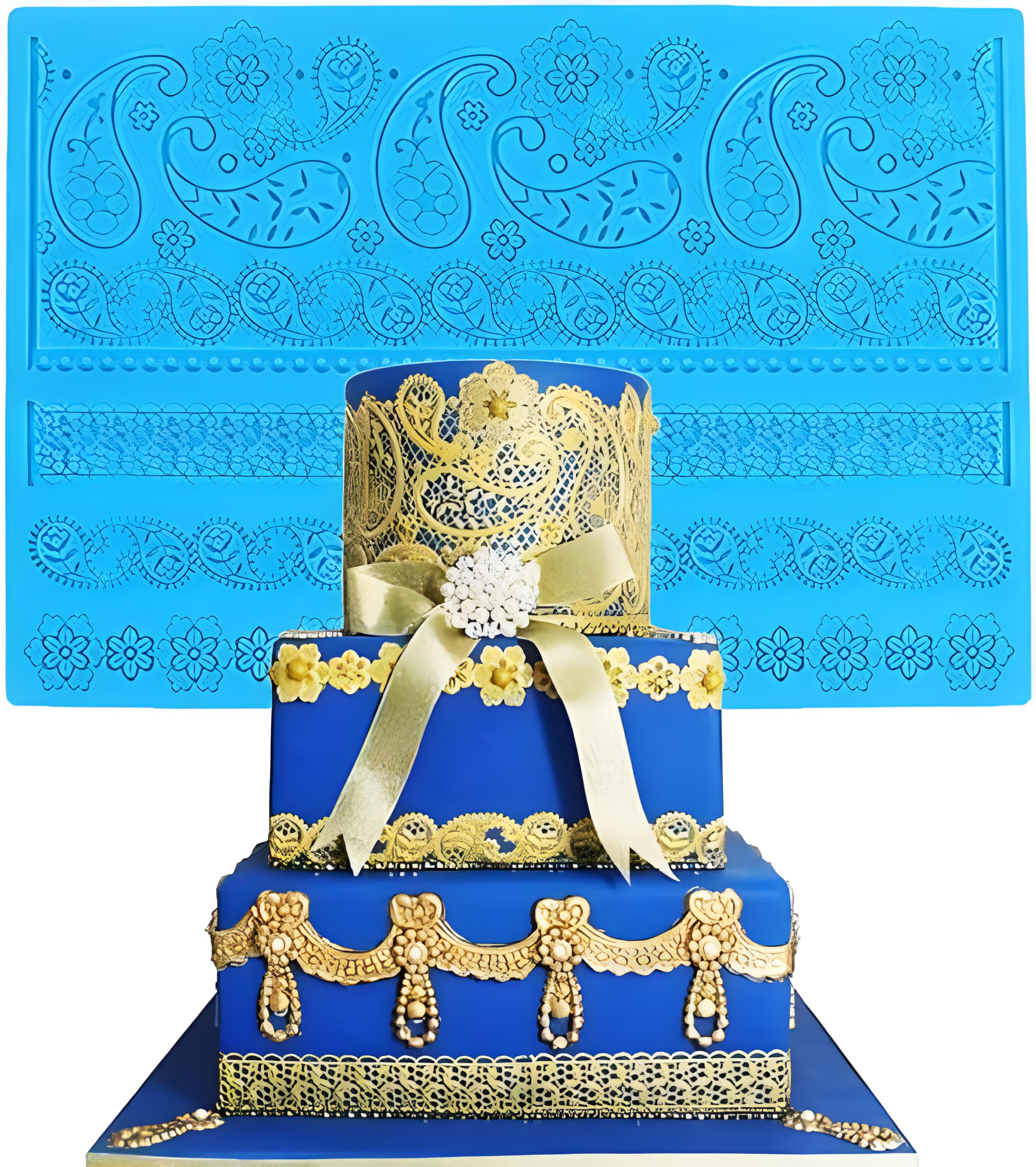 Anyana Paisley Lace Silicone Impression Mat Fondant Imprint Lace Mat Cake Candy Decorating Supplies Pastry Gumpaste Sugar Paste