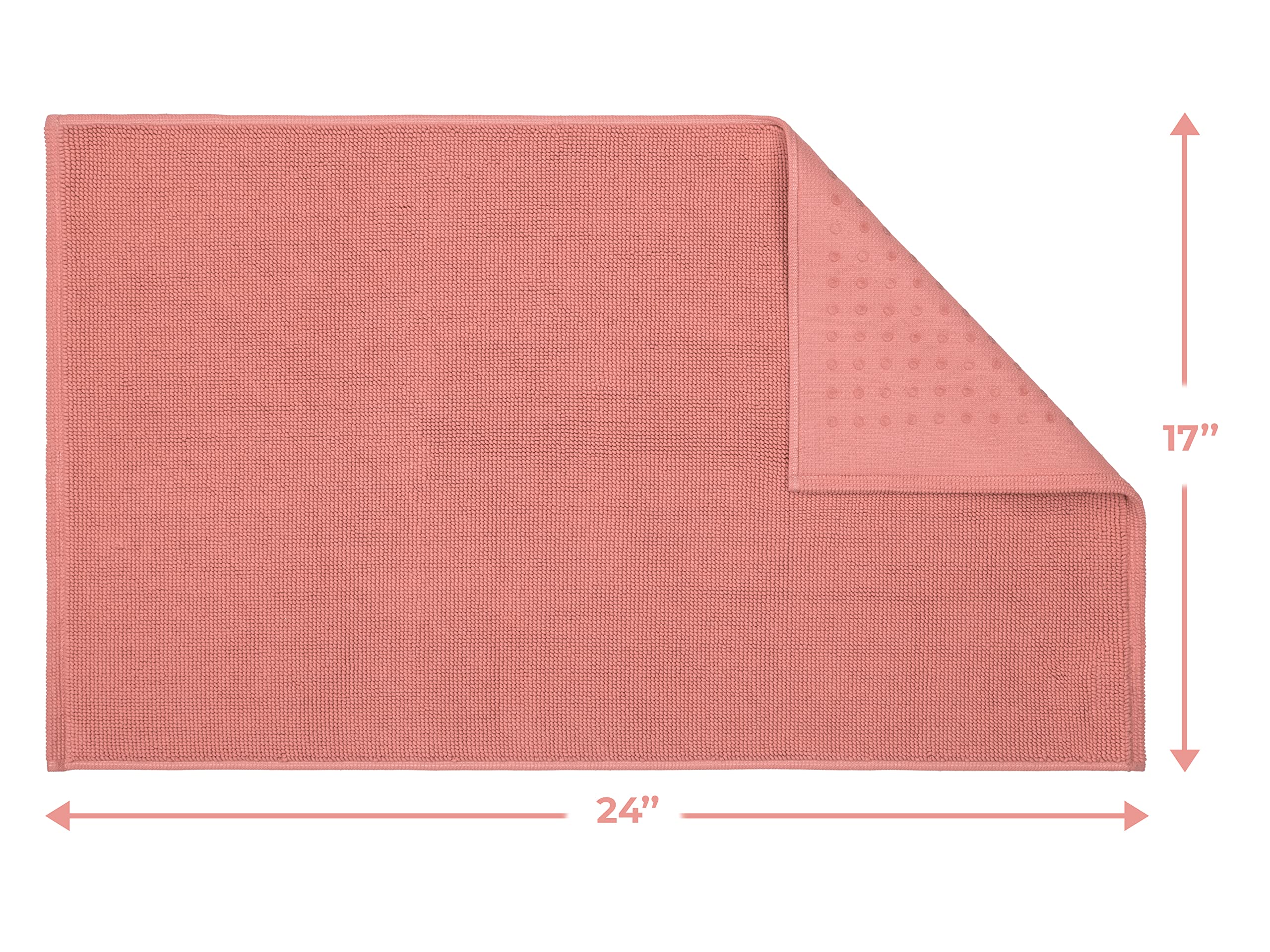 Cotton Paradise Bath Rug for Bathroom  17x24 inch 100% Cotton Non Slip Bath Mat Rug  Soft Absorbent Machine Washable  Coral Bath Rug