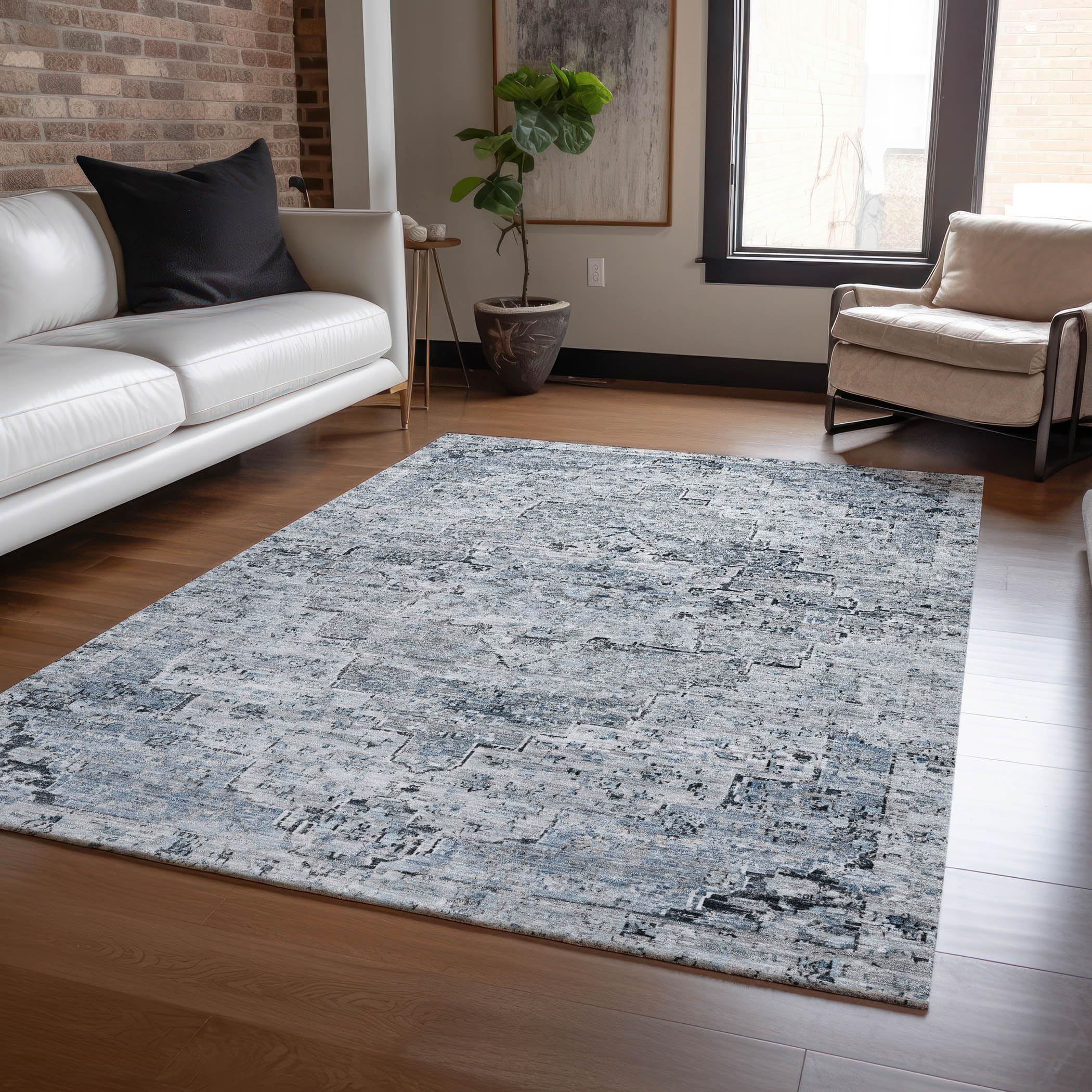 Machine Washable Indoor/Outdoor Chantille Sky 10 x 14 Rug