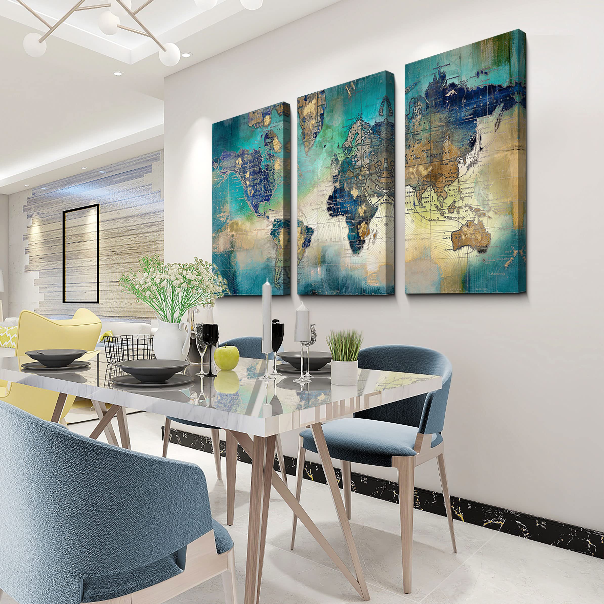 Pogusmavi Canvas Wall Art For Living Room - World Map Wall Decor - Large Wall Art For Bedroom - Office Artwork - Map Wall Art 16