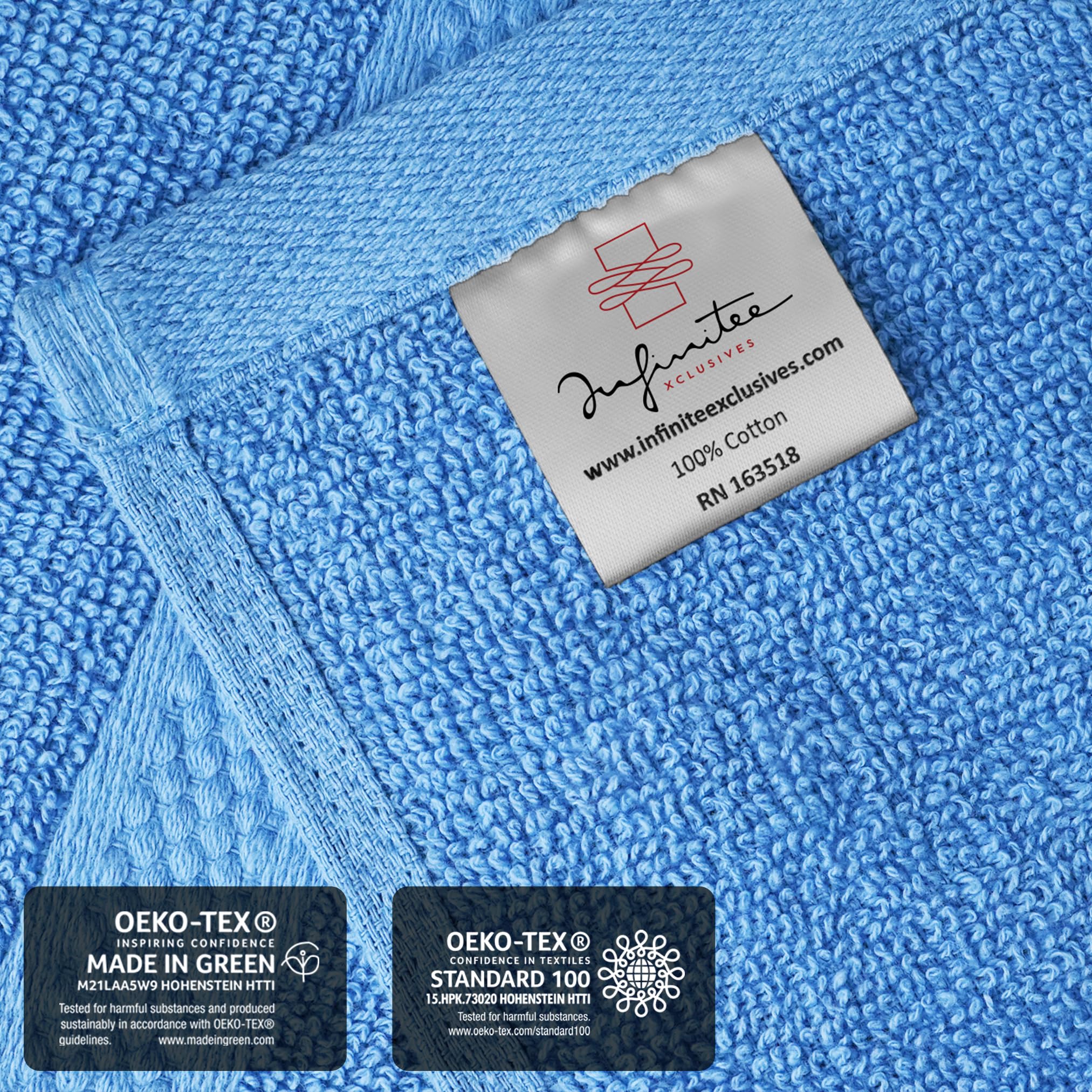 Infinitee Xclusives 100% Cotton Hand Towels For Bathroom - Ultra-Soft & Highly Absorbent, 6-Pack, Gym, Spa & Hotel | Eloquent Bl