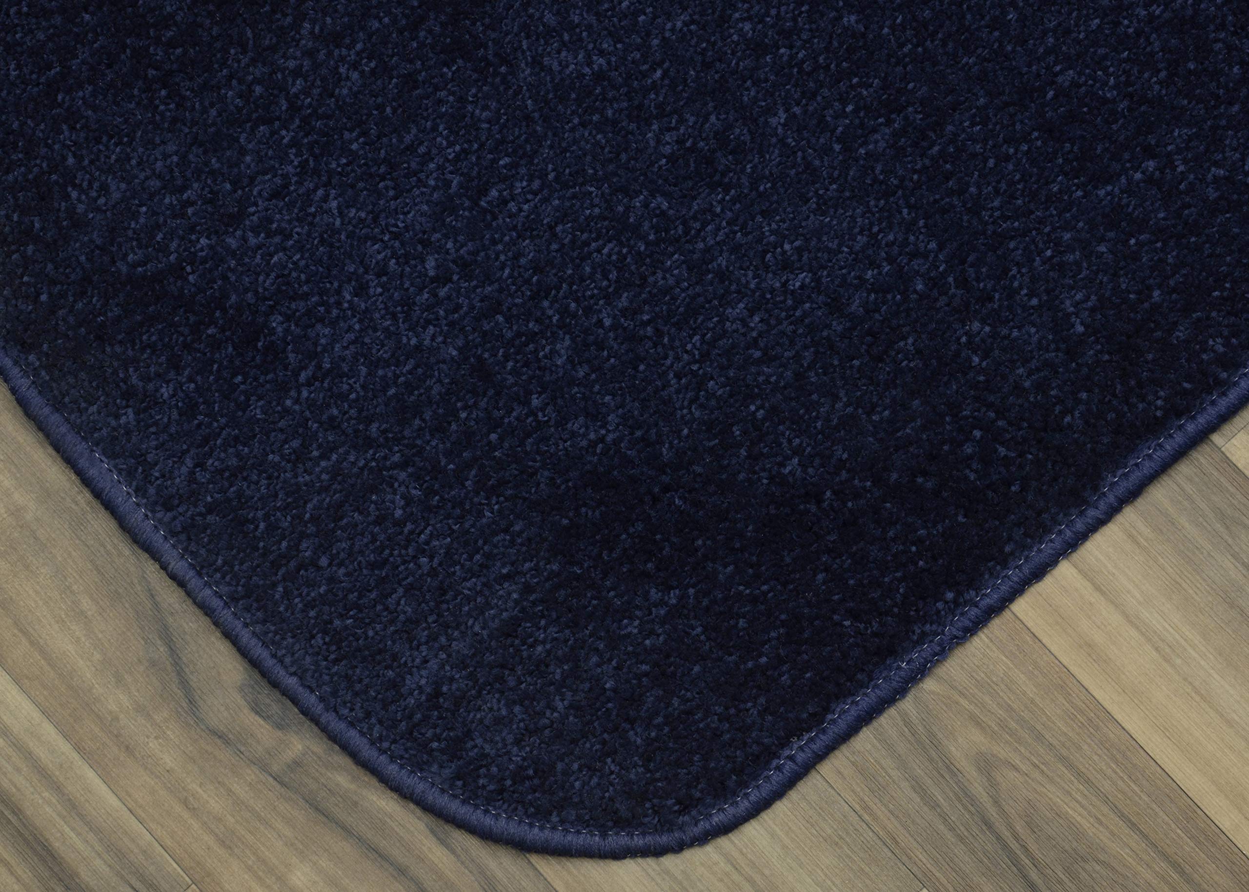 Garland Rug Gramercy Plush Polypropylene Washable Bath Rug Set, 3 Piece (Toilet Lid Cover, Contour Rug, 20'' X34' Bath Rugs) Nav