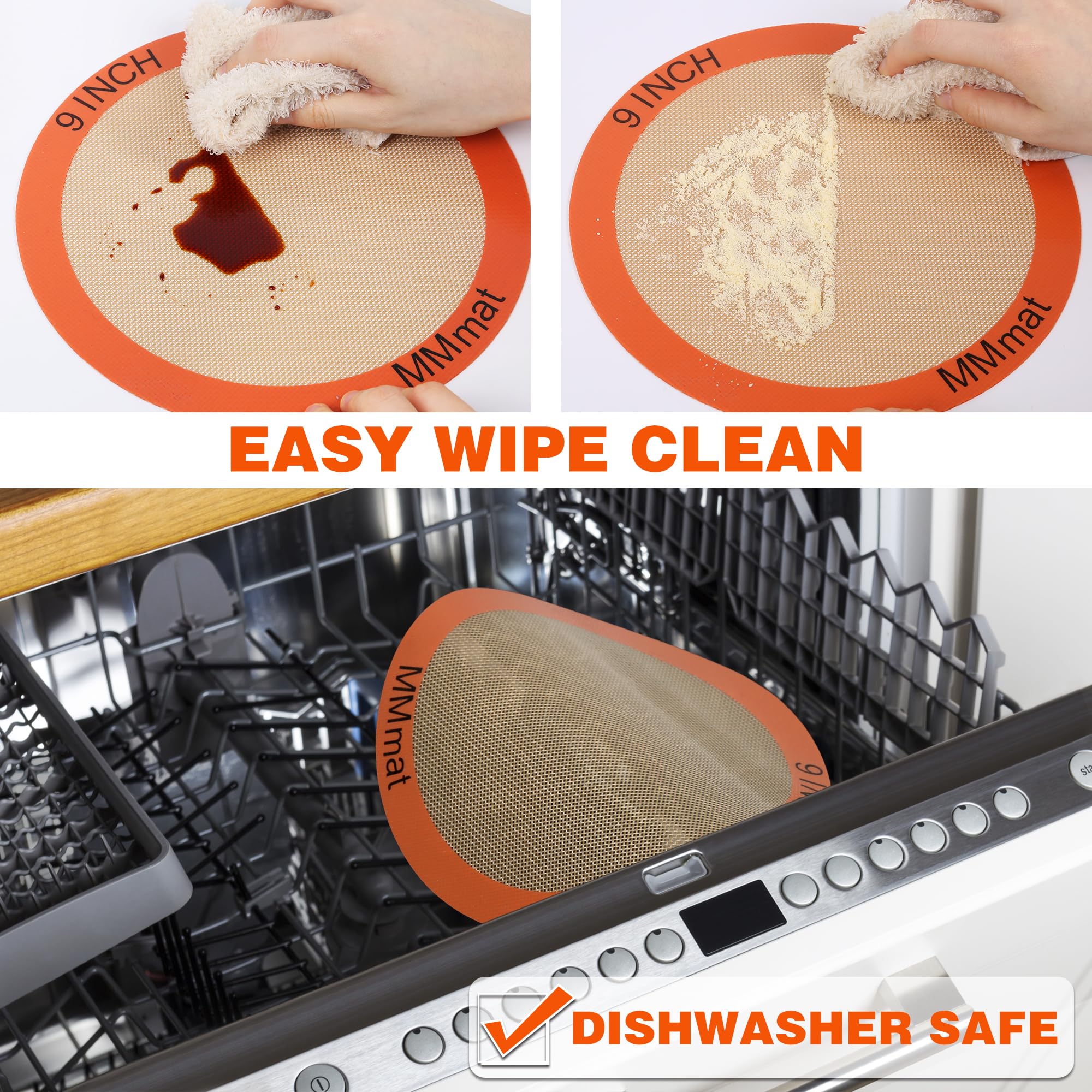 Mmmat Silicone Baking Mats Set Of 2 Round Non-Stick Reusable Air Fryer Linner - Best German Silicone - 12 Inch