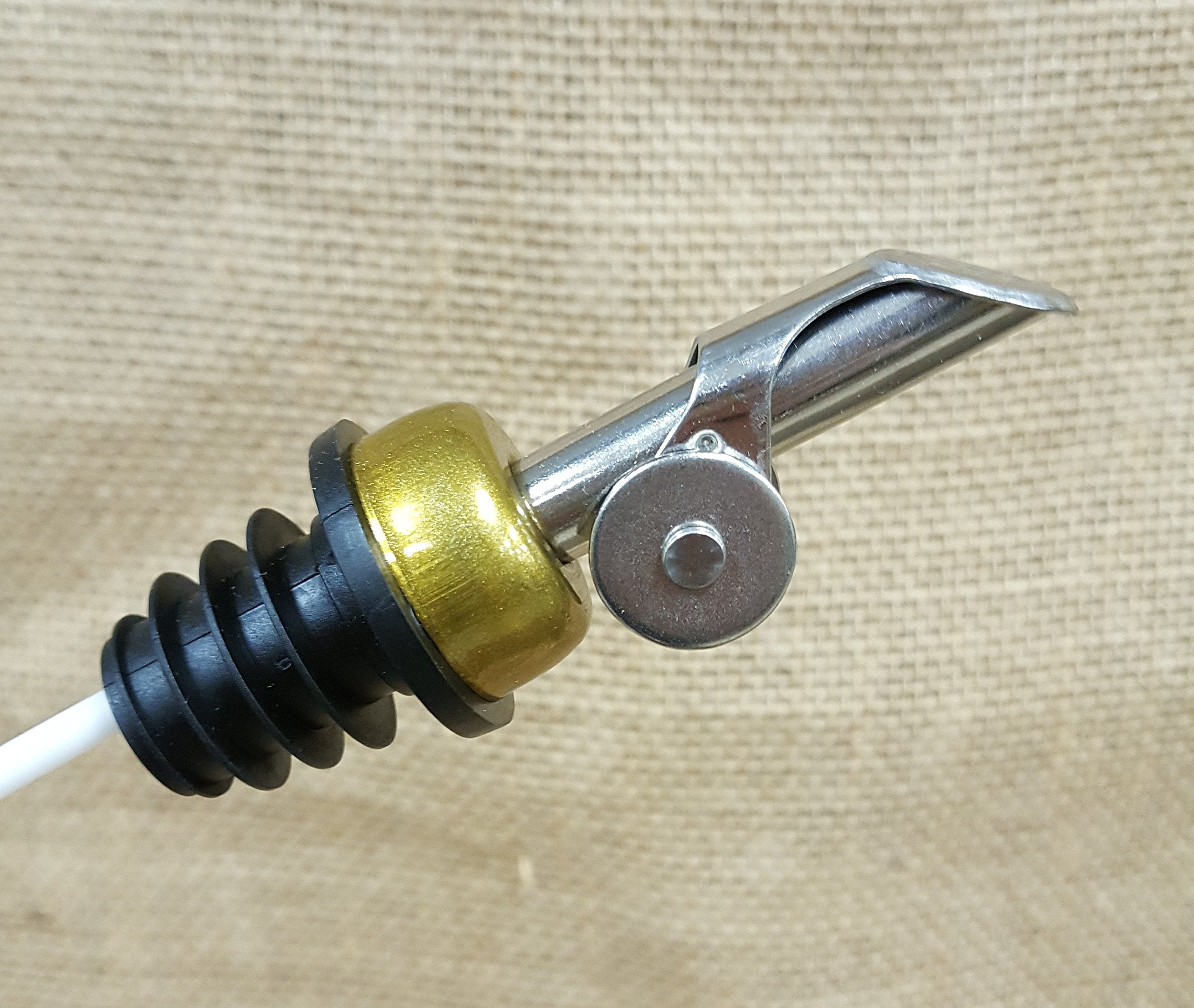 Set Of 2 Stainless Steel/Gold Weighted Olive Oil Pourer With Flap W/Signature Picks