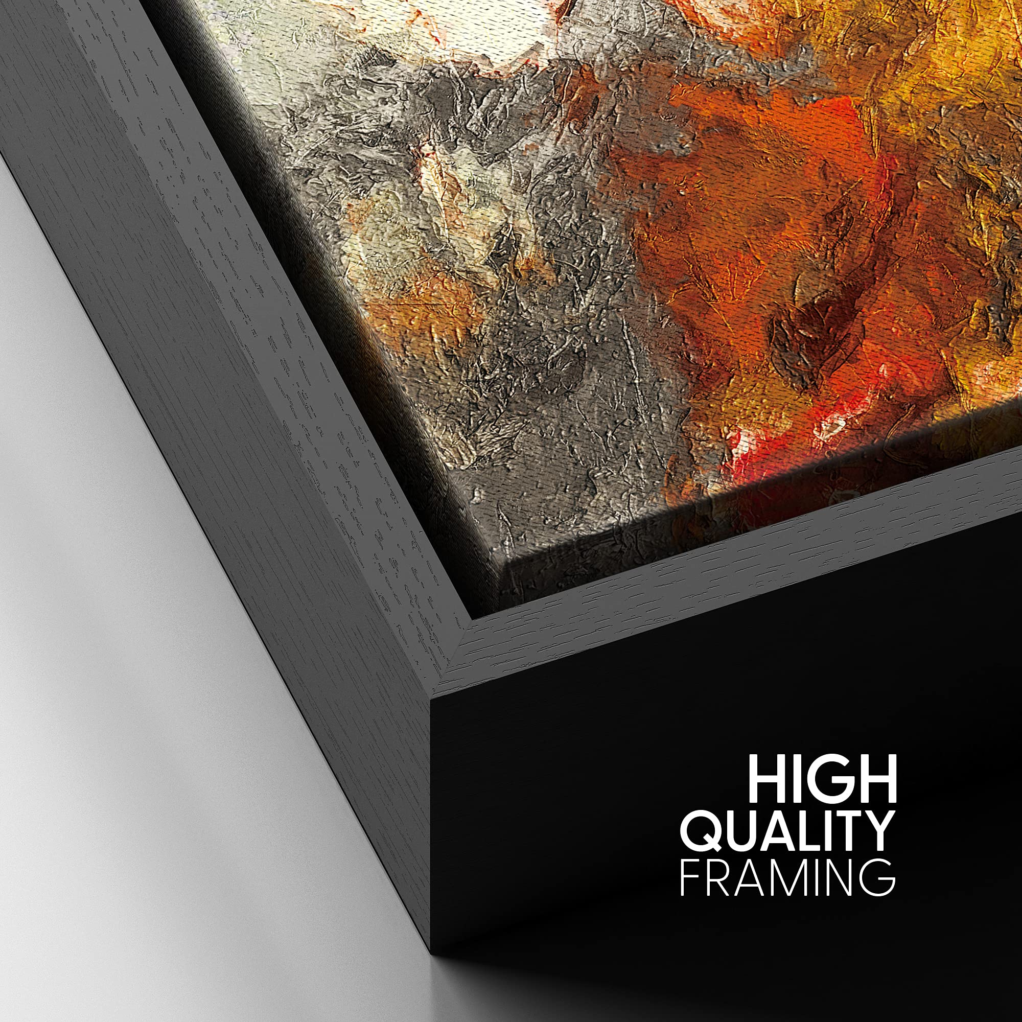 Signford Framed Canvas Wall Art Red, Orange, Yellow, Gray And White Color Blocks Abstract Brushstroke Oil Painting Minimalism Mo