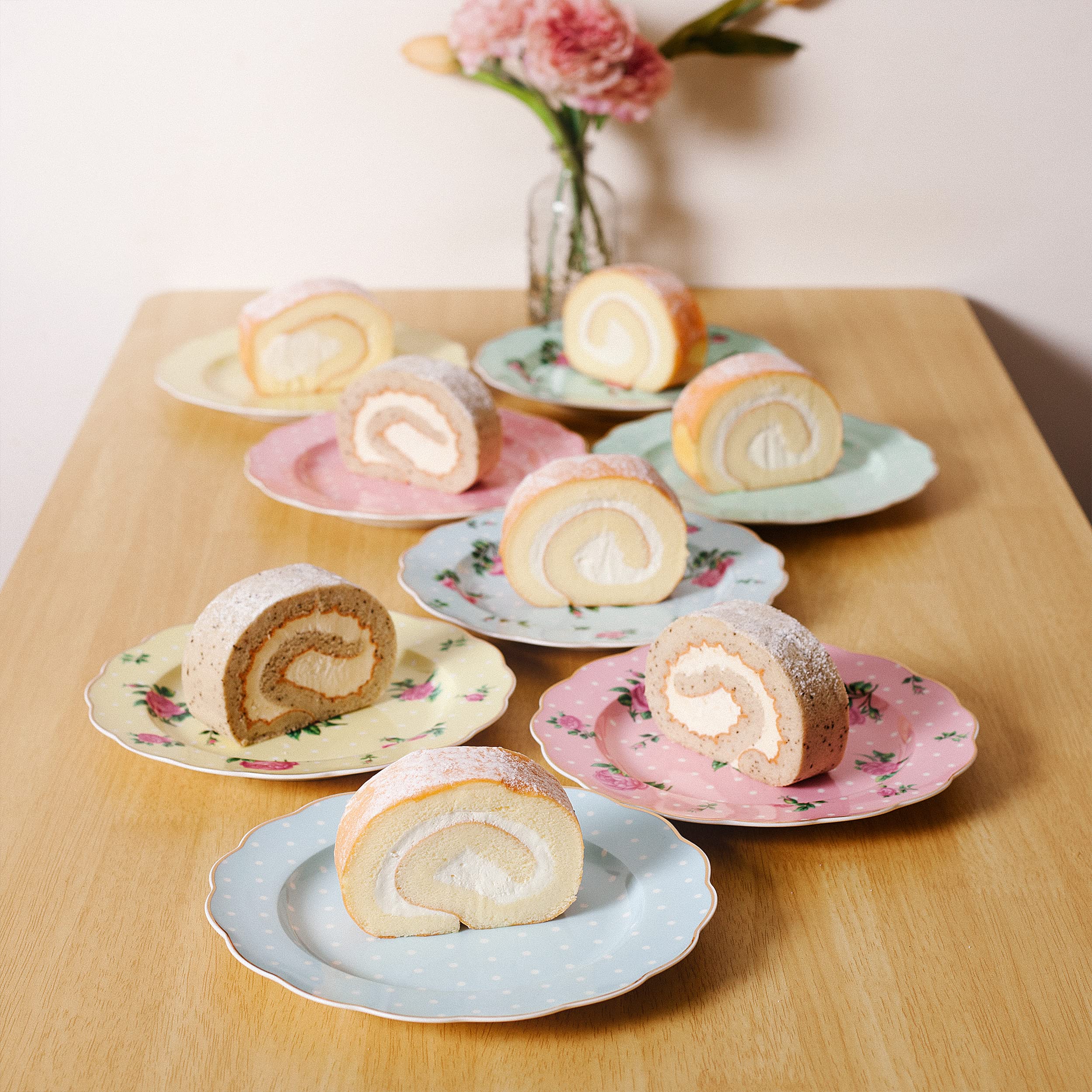 Btat- Porcelain Floral Plates, Royal Dessert Plates, 8 Inch, Set Of 8, Appetizer Plates, Floral Plates, Salad Plates, Small Plat