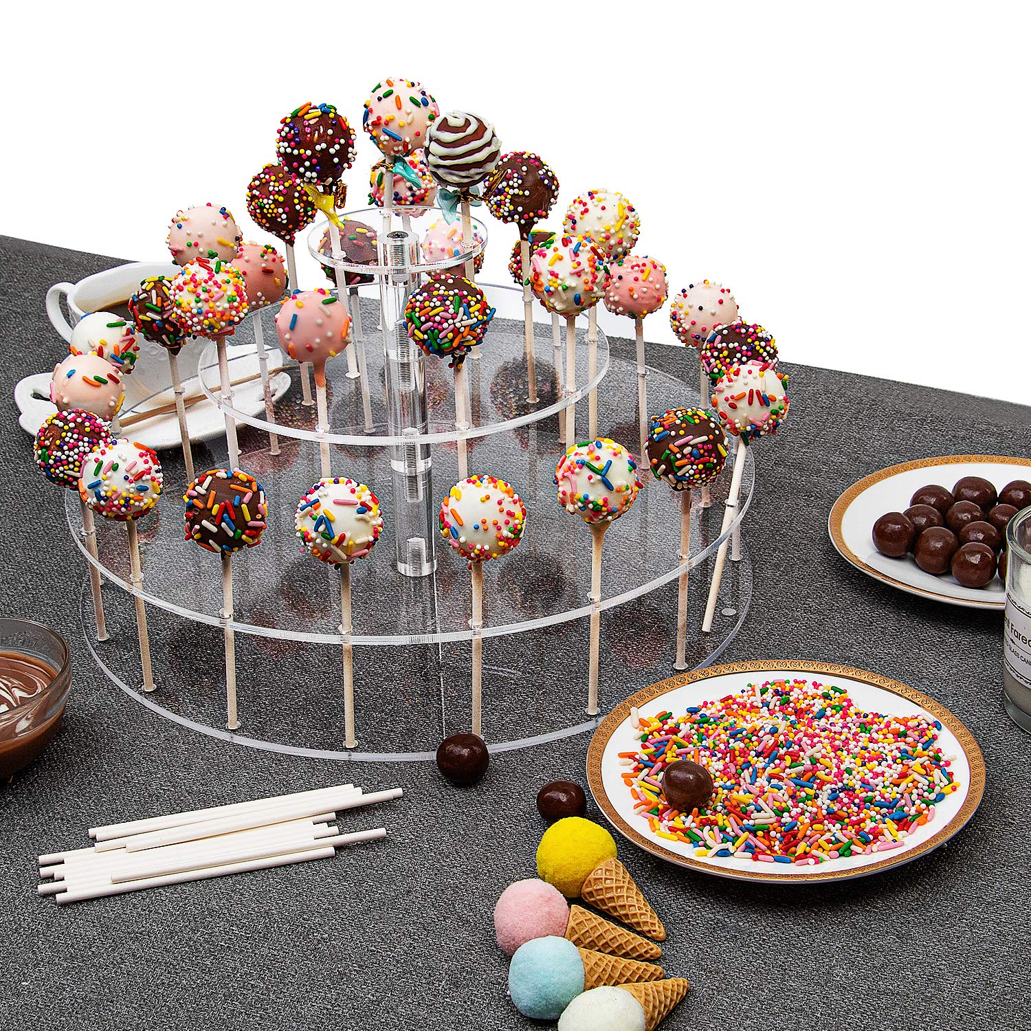 Yestbuy Cake Pop Display Stand, 30 Hole Cake Pop Holder , 3 Tiered Lollipop Holder For Weddings, Birthday Parties, Anniversaries